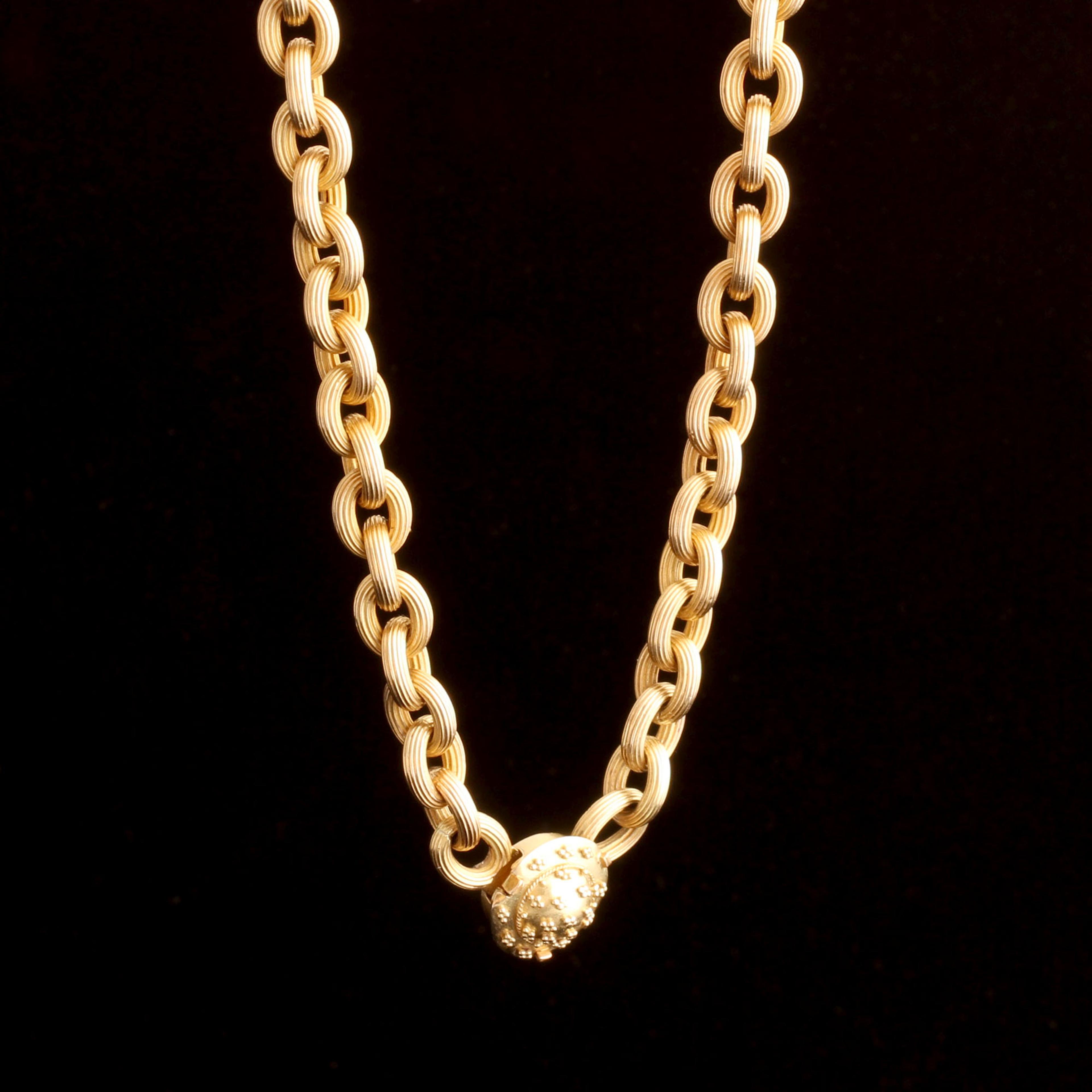 French Archaeological Style Reeded Link Collar
