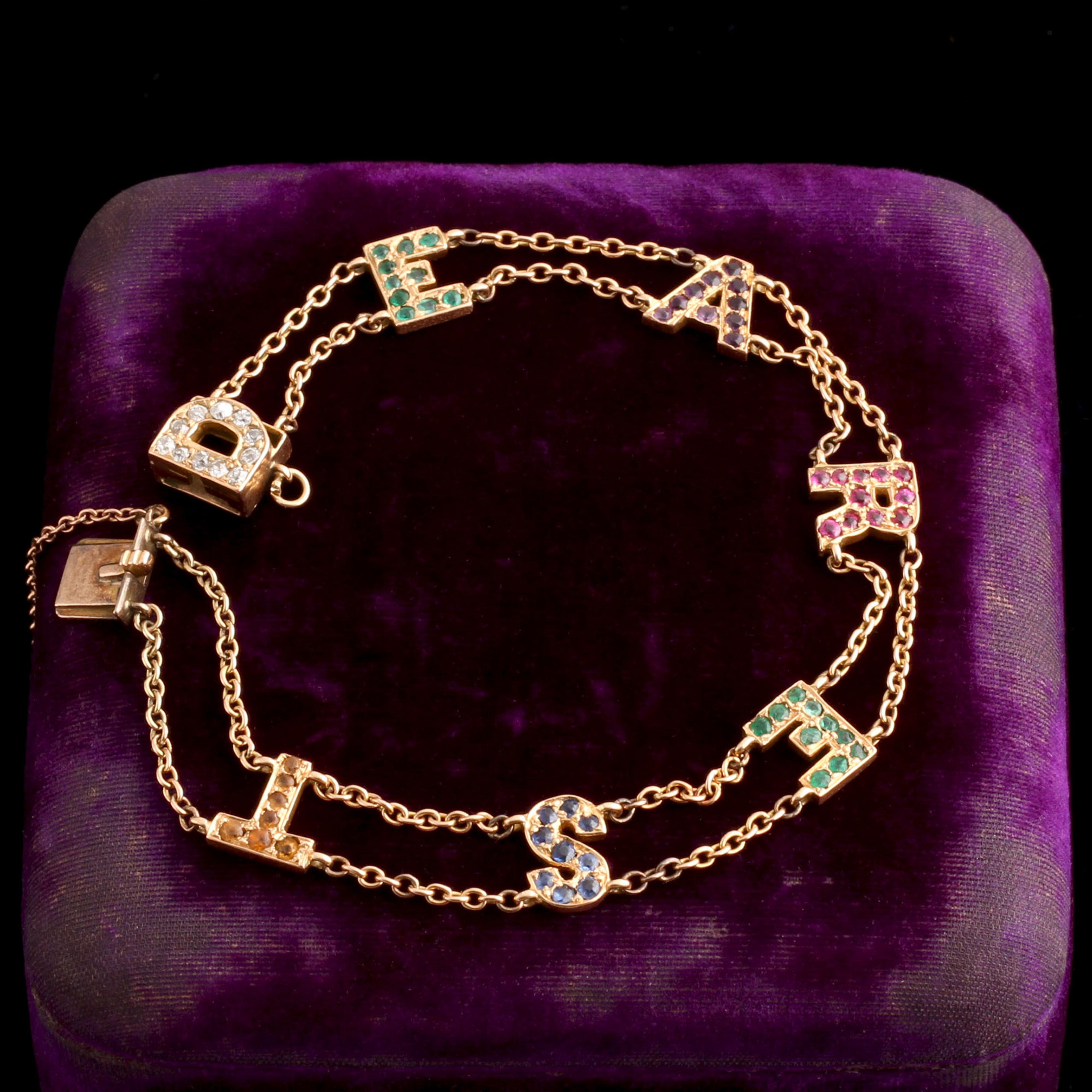Late Victorian Acrostic Gemstone "Dearest" Bracelet