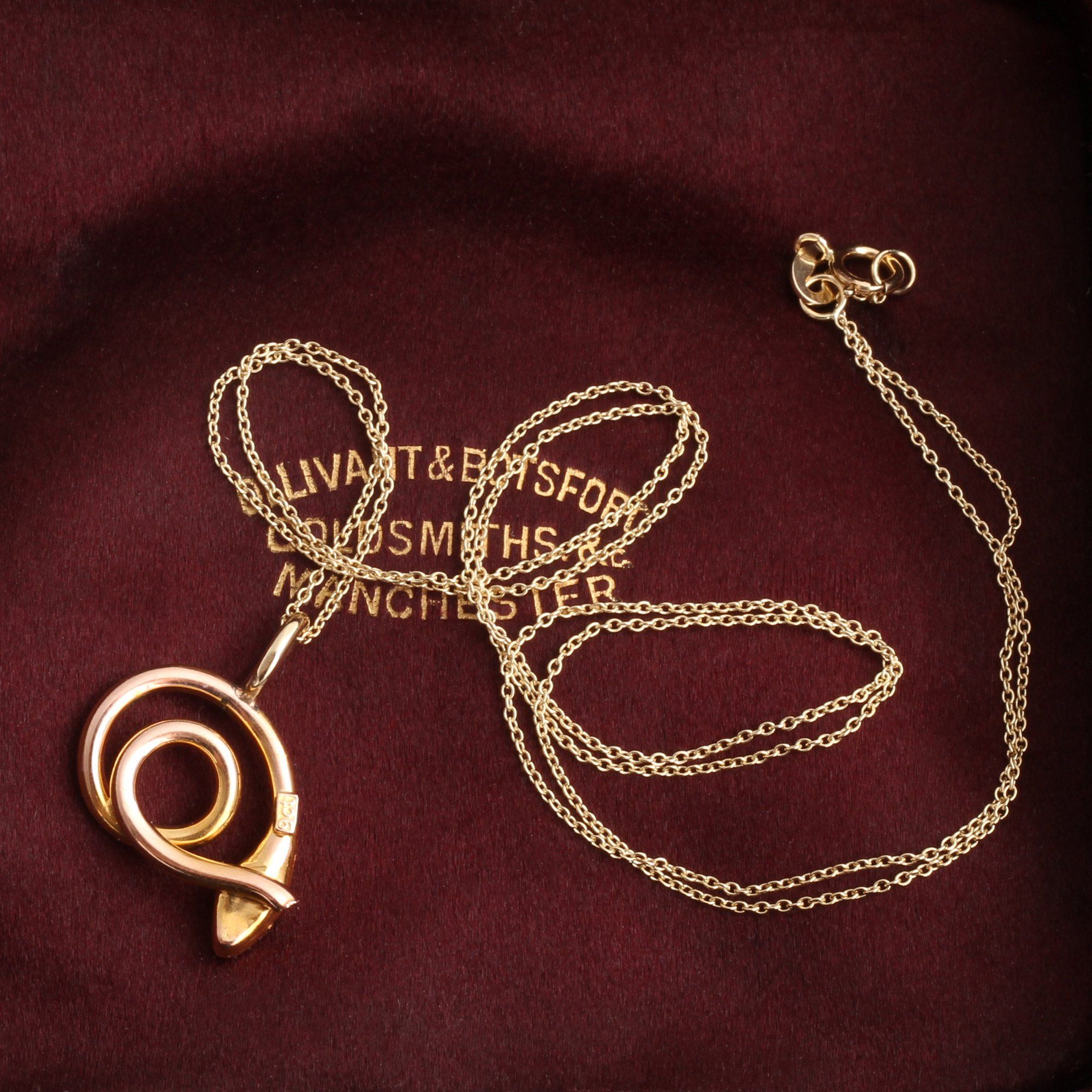 Victorian Coiled Snake Charm Necklace
