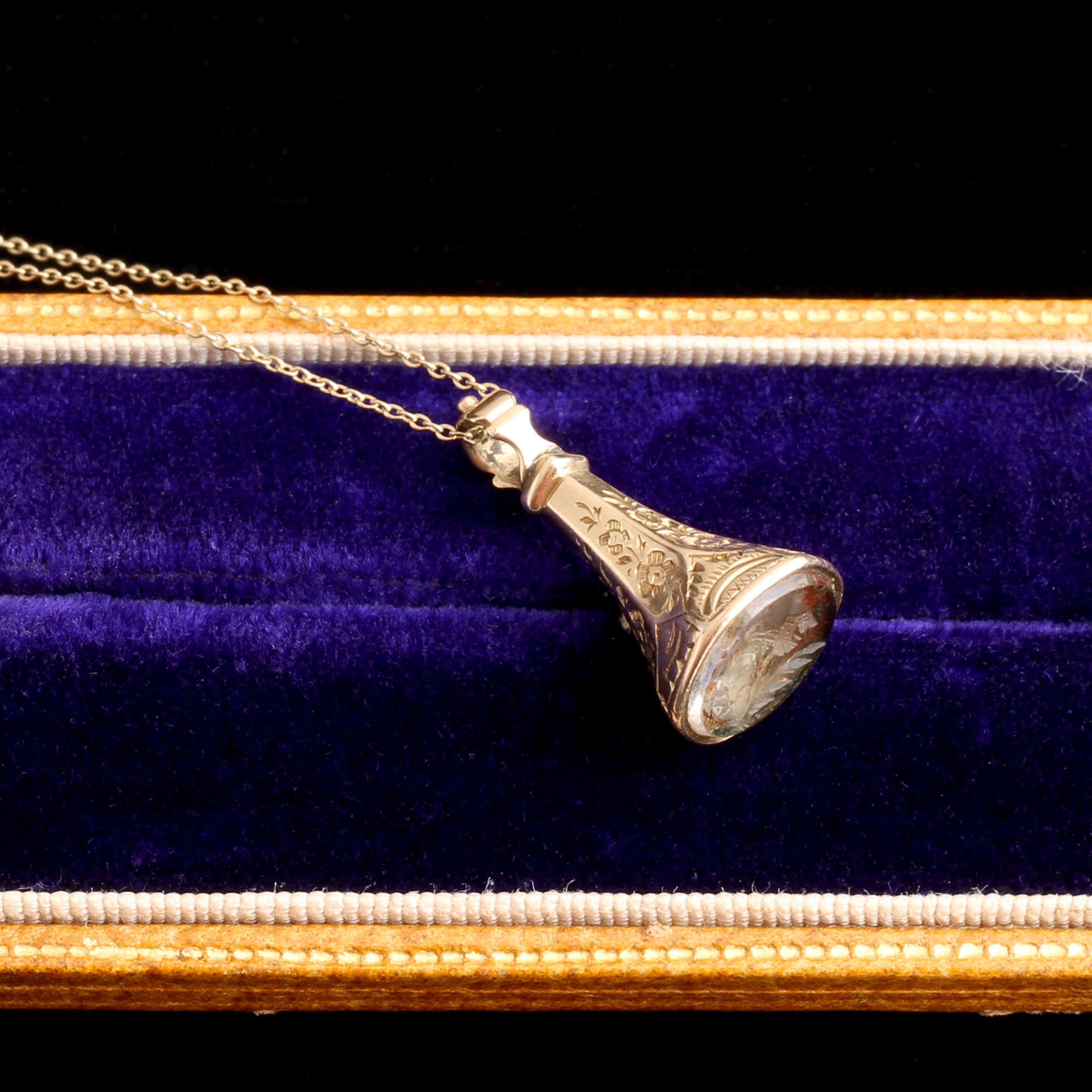 Georgian Rock Crystal Thistle Seal Necklace