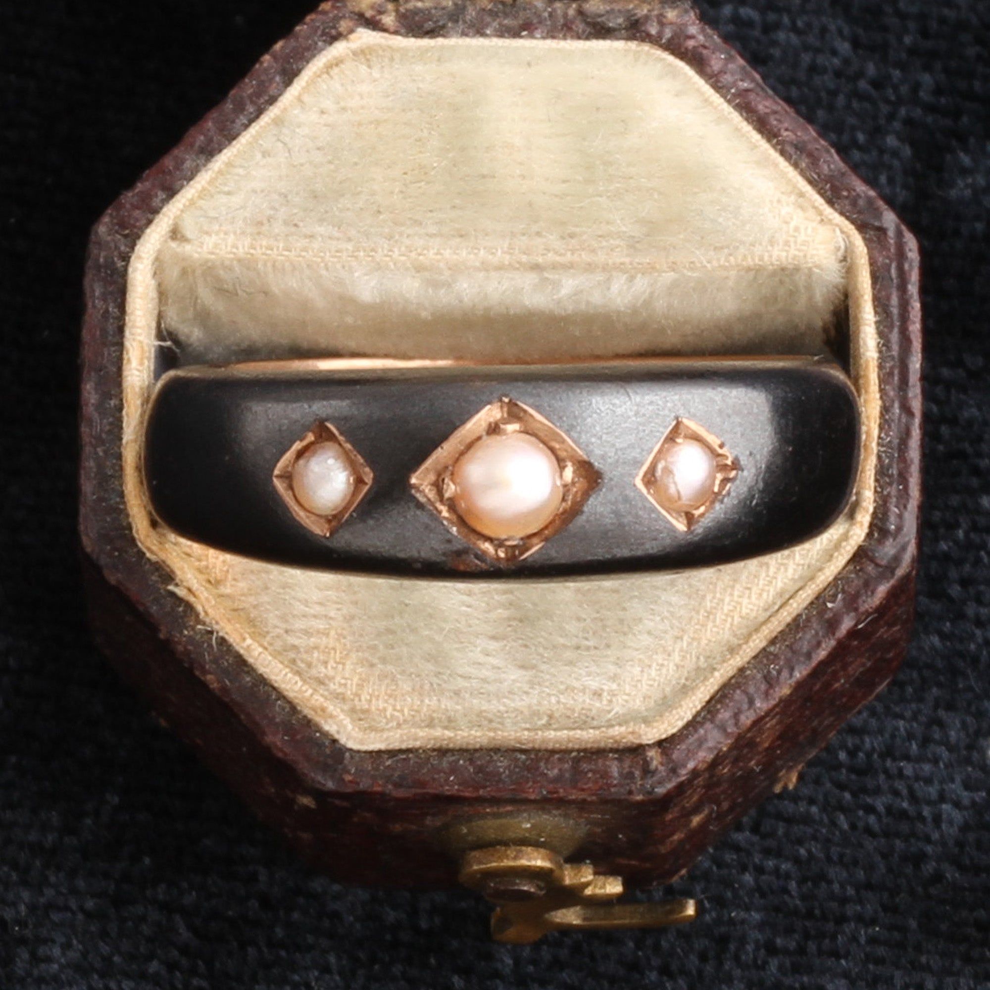 Edwardian Gunmetal & Pearl Ring