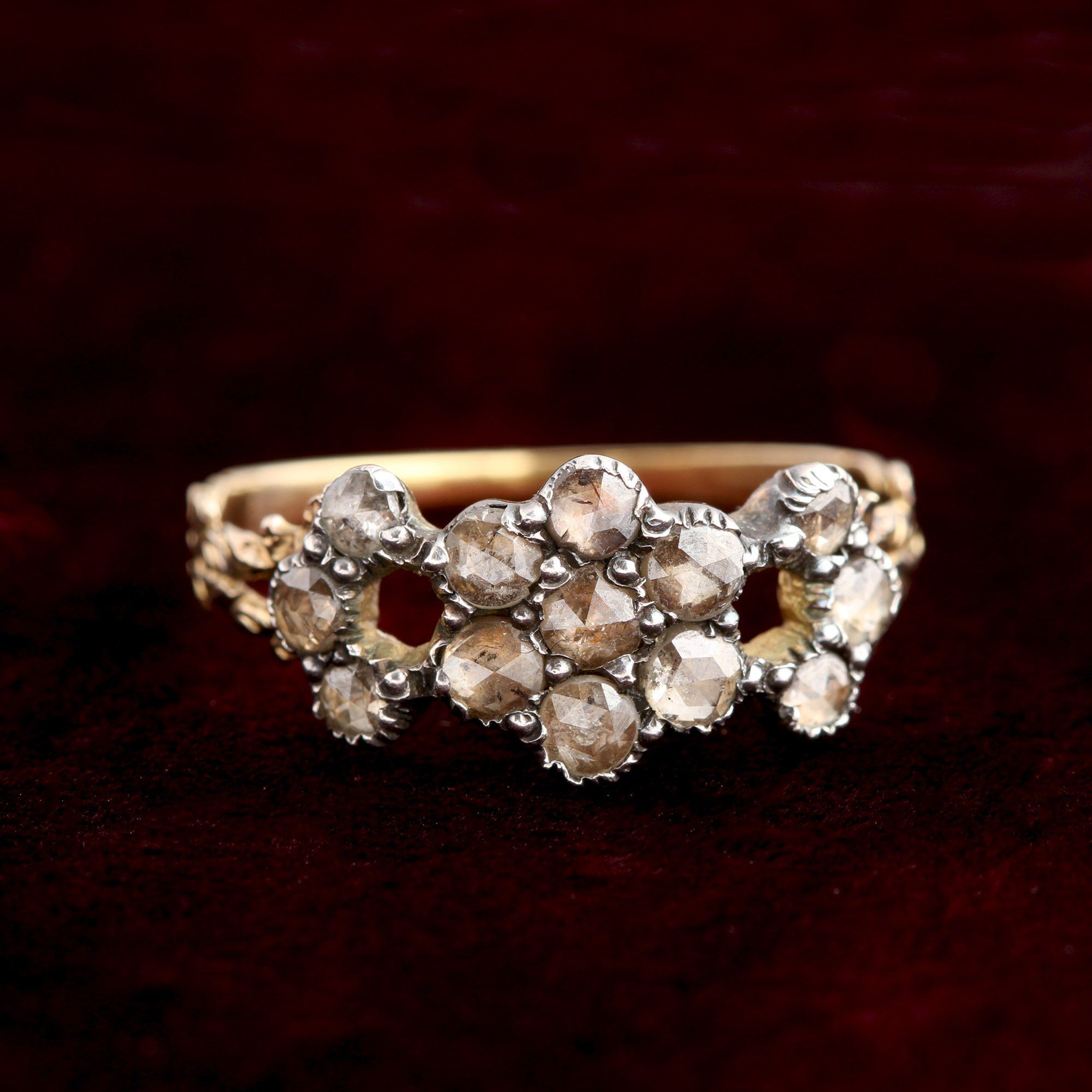 Georgian Rose Cut Diamond Cluster Ring