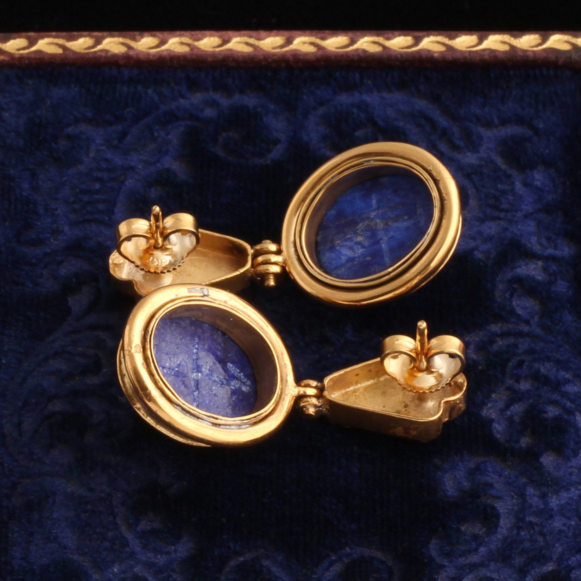 Egyptian Revival Lapis Scarab Earrings