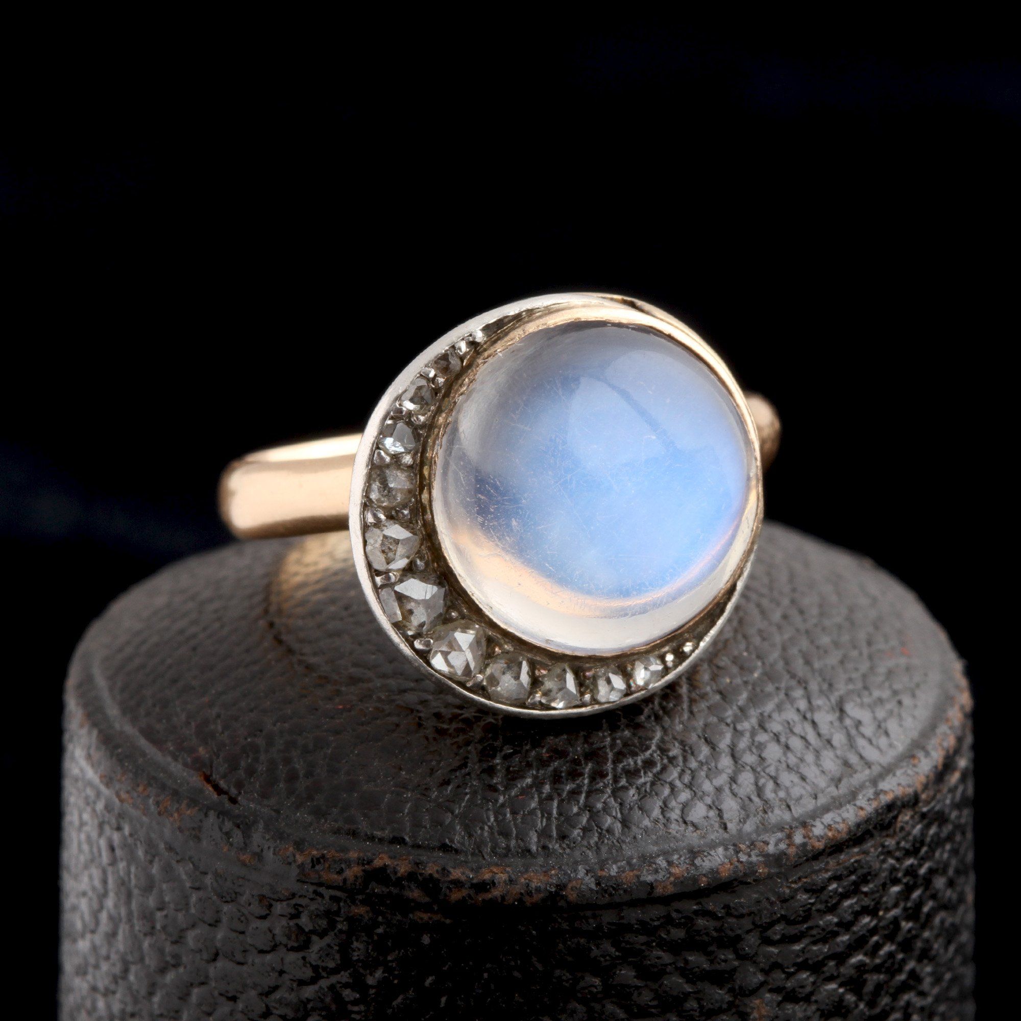 Victorian Moonstone & Diamond Celestial Ring