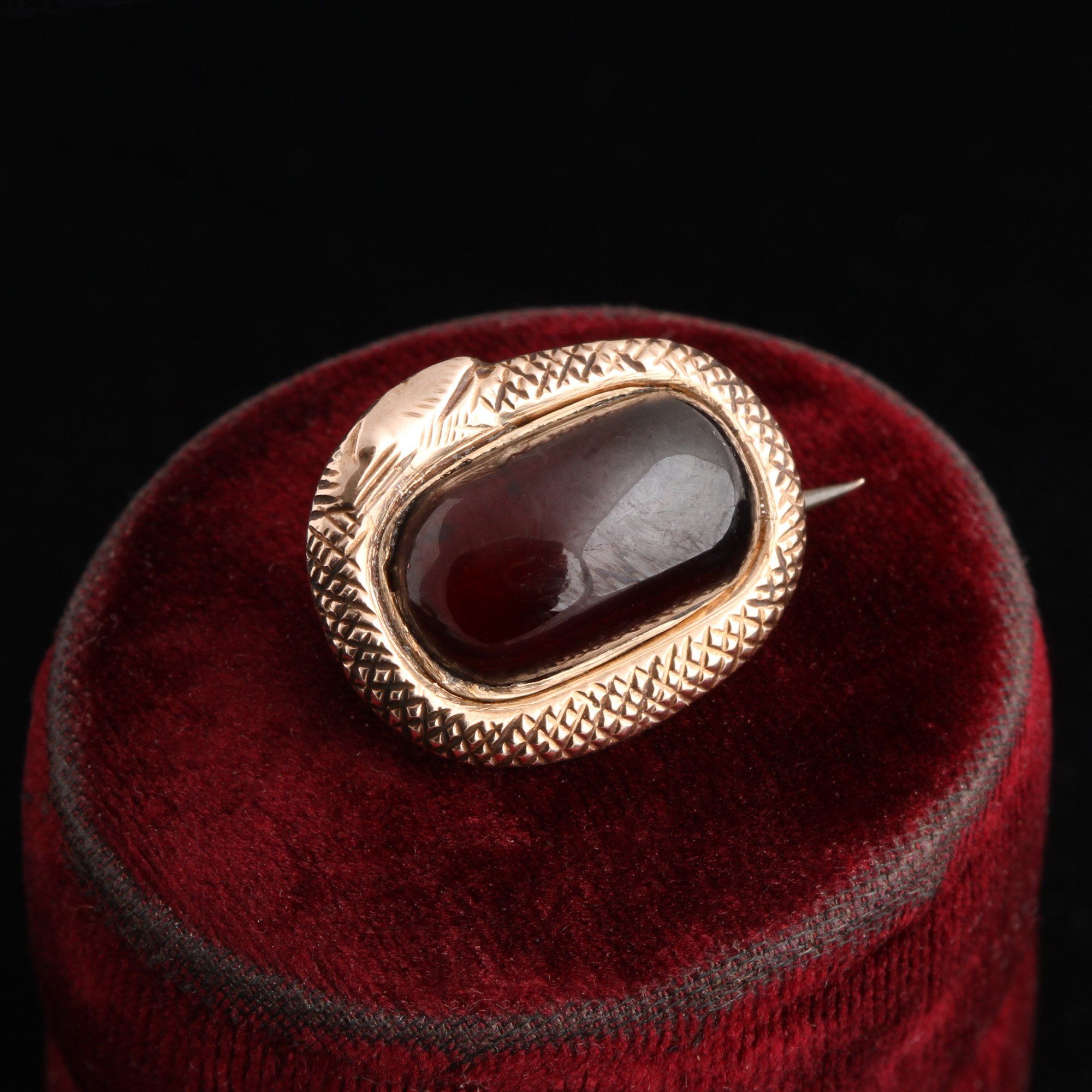 Georgian Ouroboros Garnet Brooch