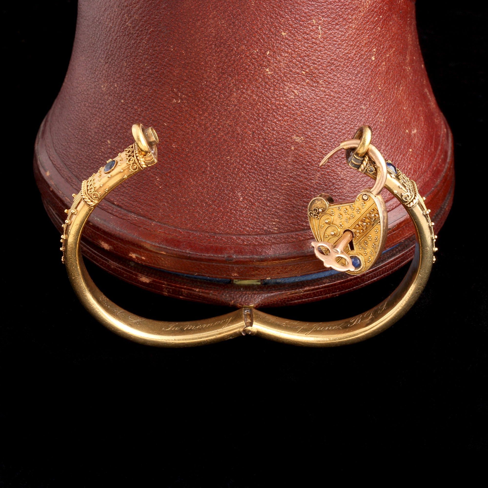 Mid Victorian Heart Padlock Sapphire Bangle — Erica Weiner