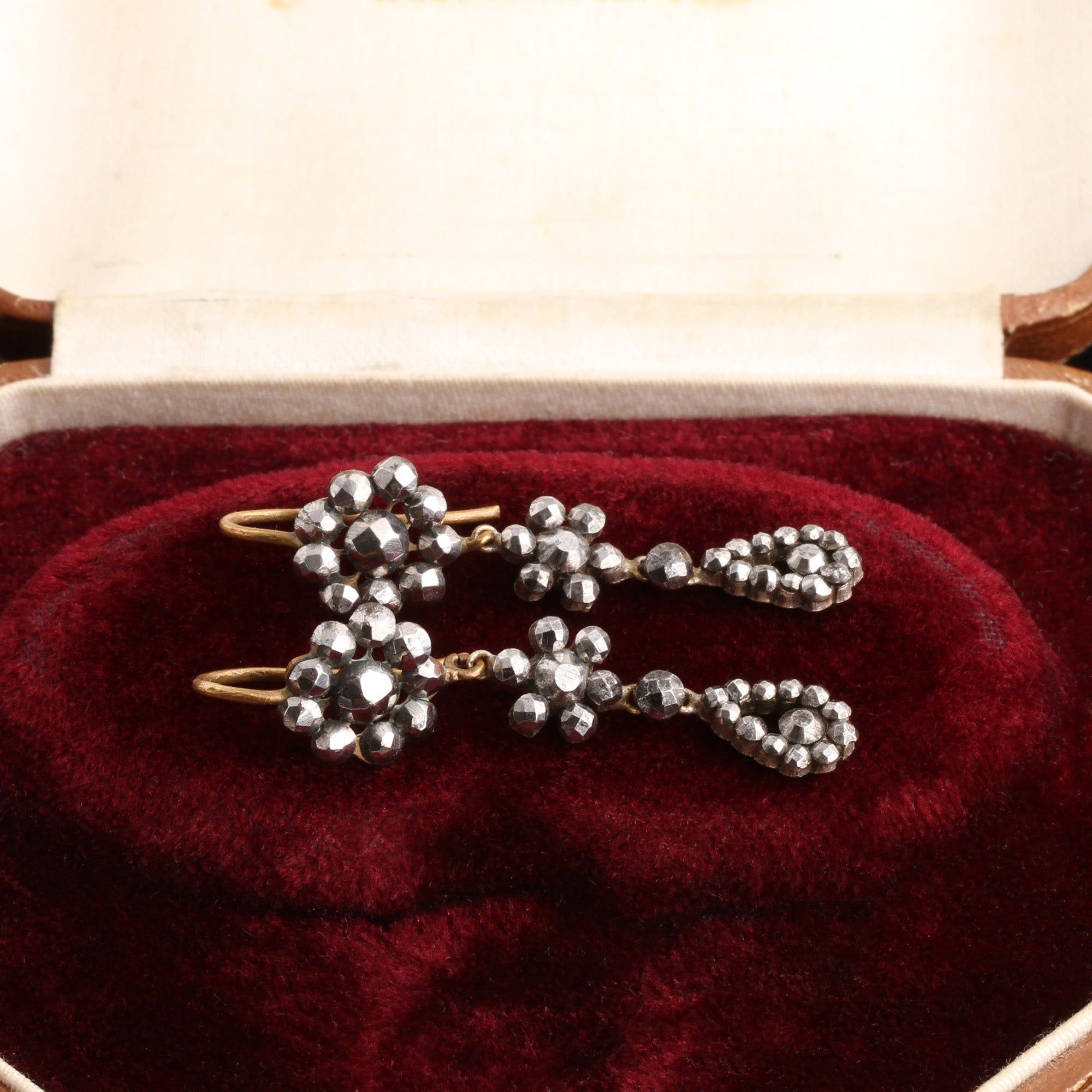 Georgian Cut Steel Floral Drop Earrings