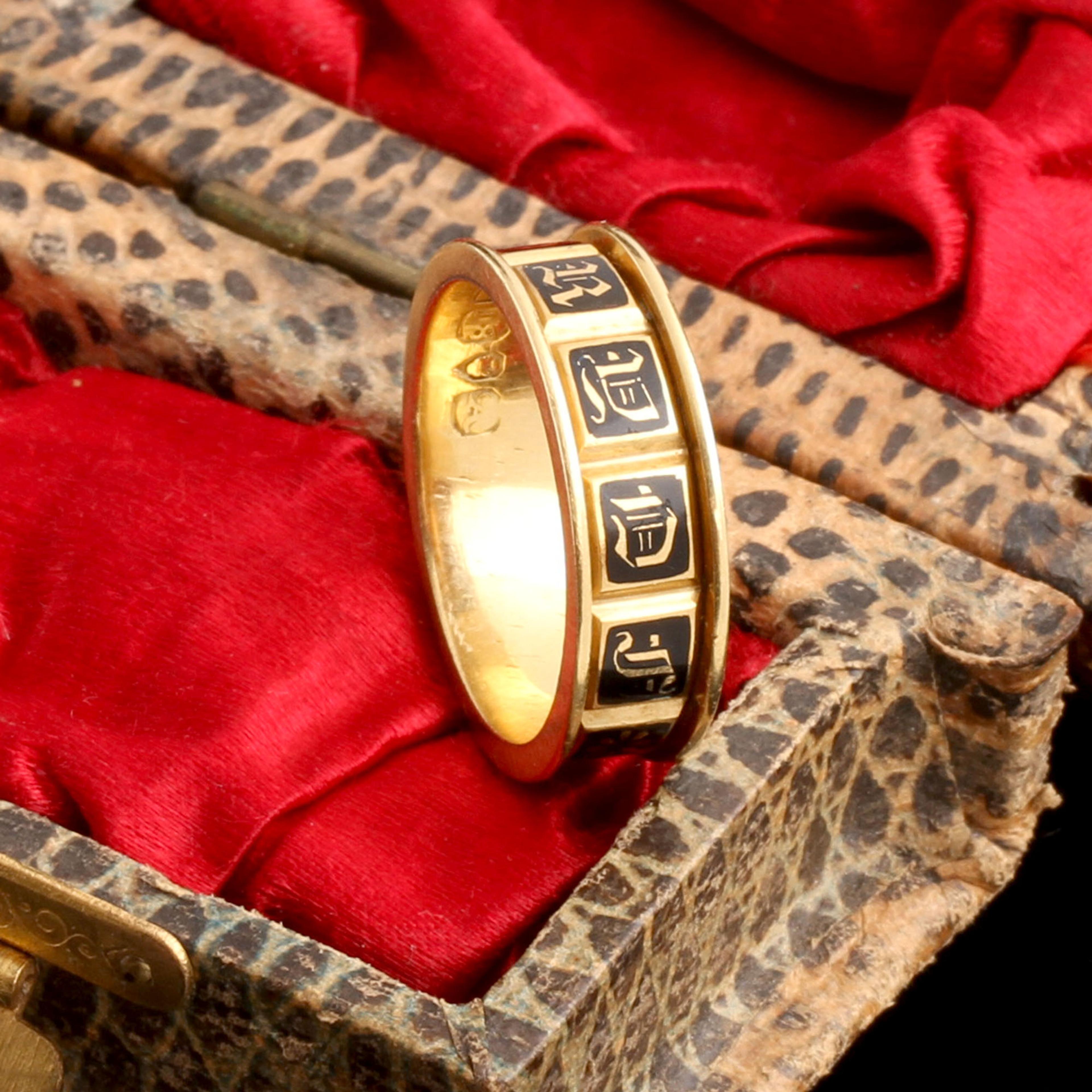 Late Georgian In Memory Of Enamel & Gold Band