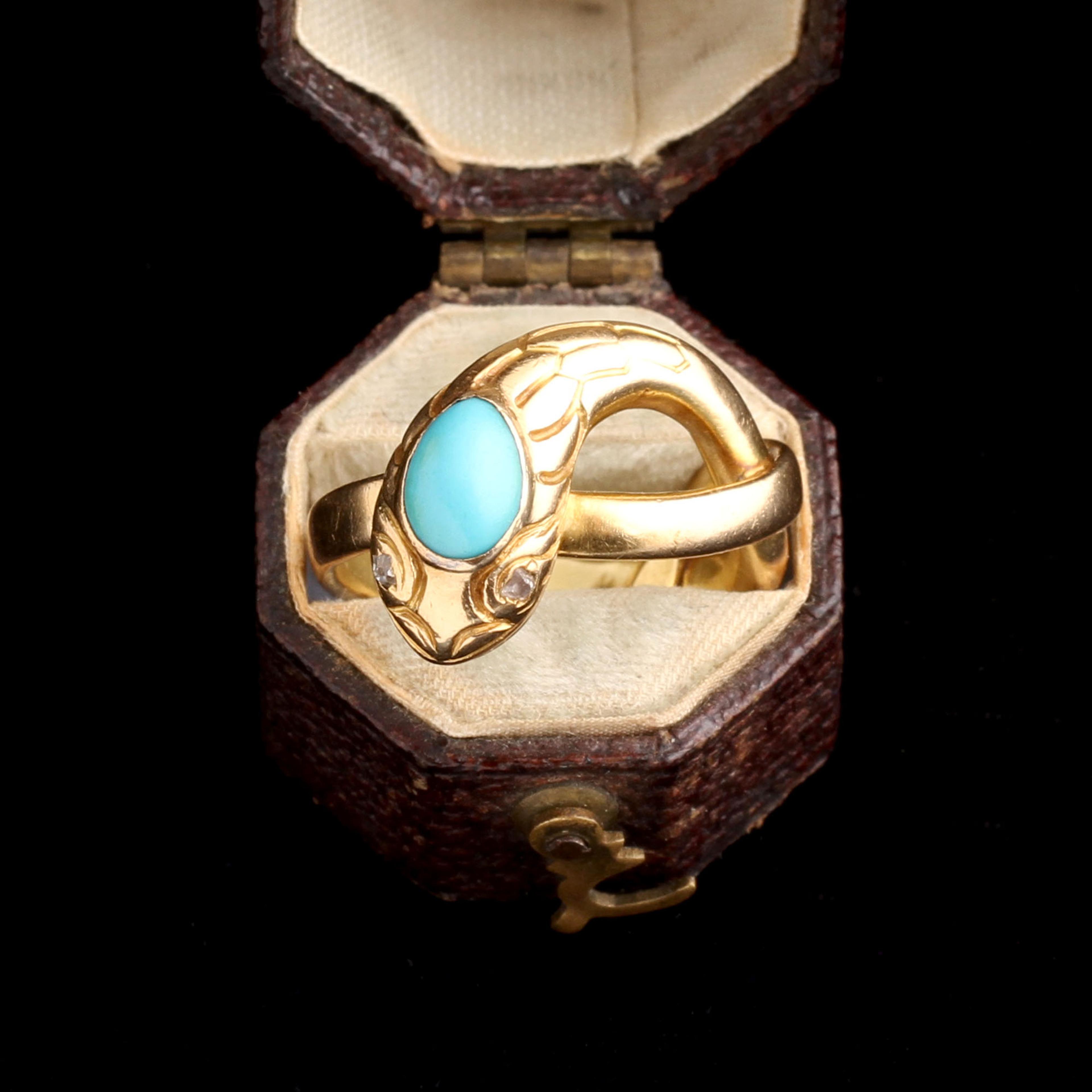 Victorian Diamond & Turquoise Coiled Snake Ring