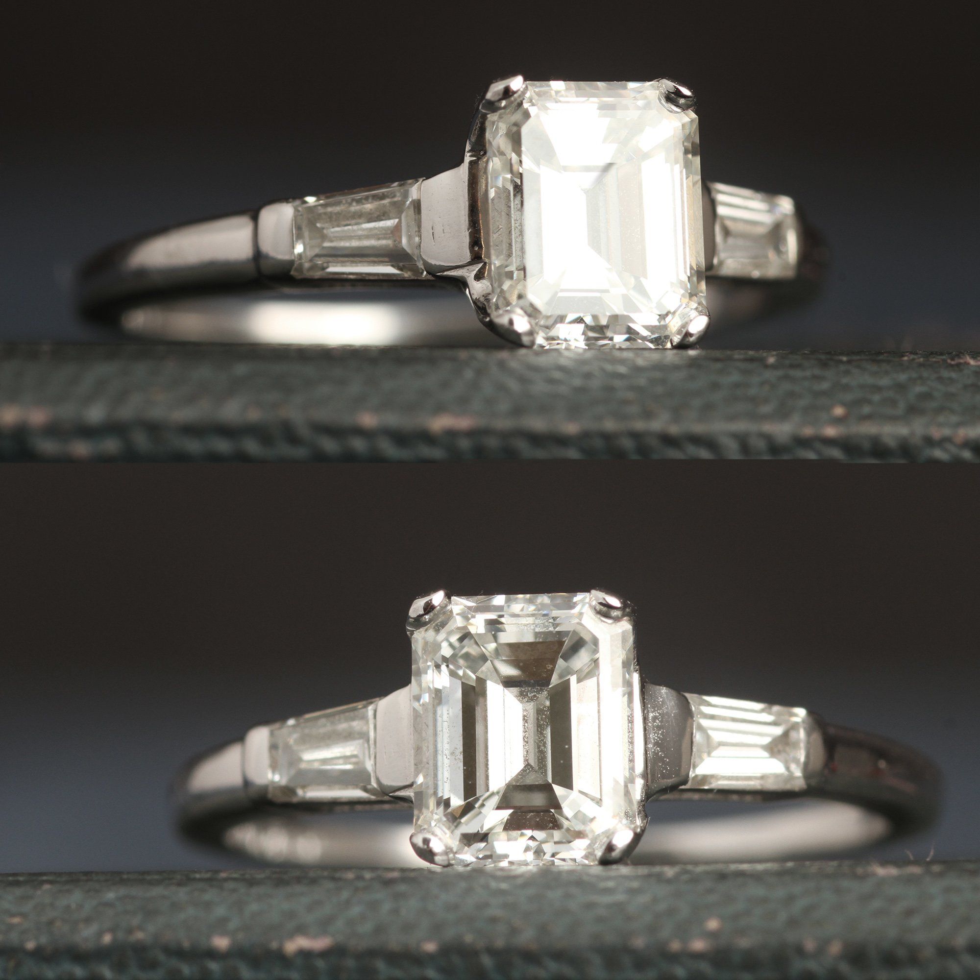 Vintage 1.14ct Emerald Cut Diamond Engagement Ring
