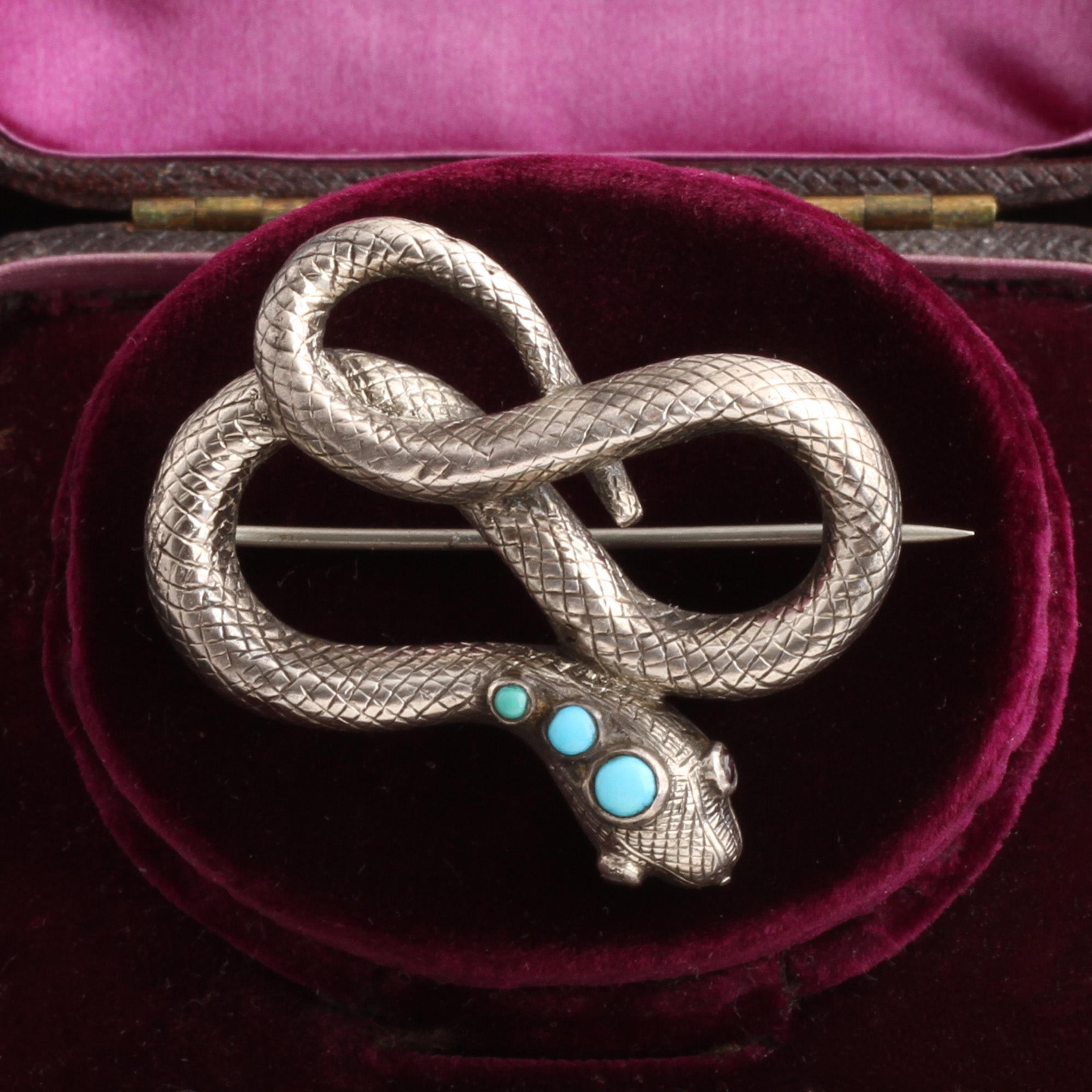 Victorian Silver Snake Brooch