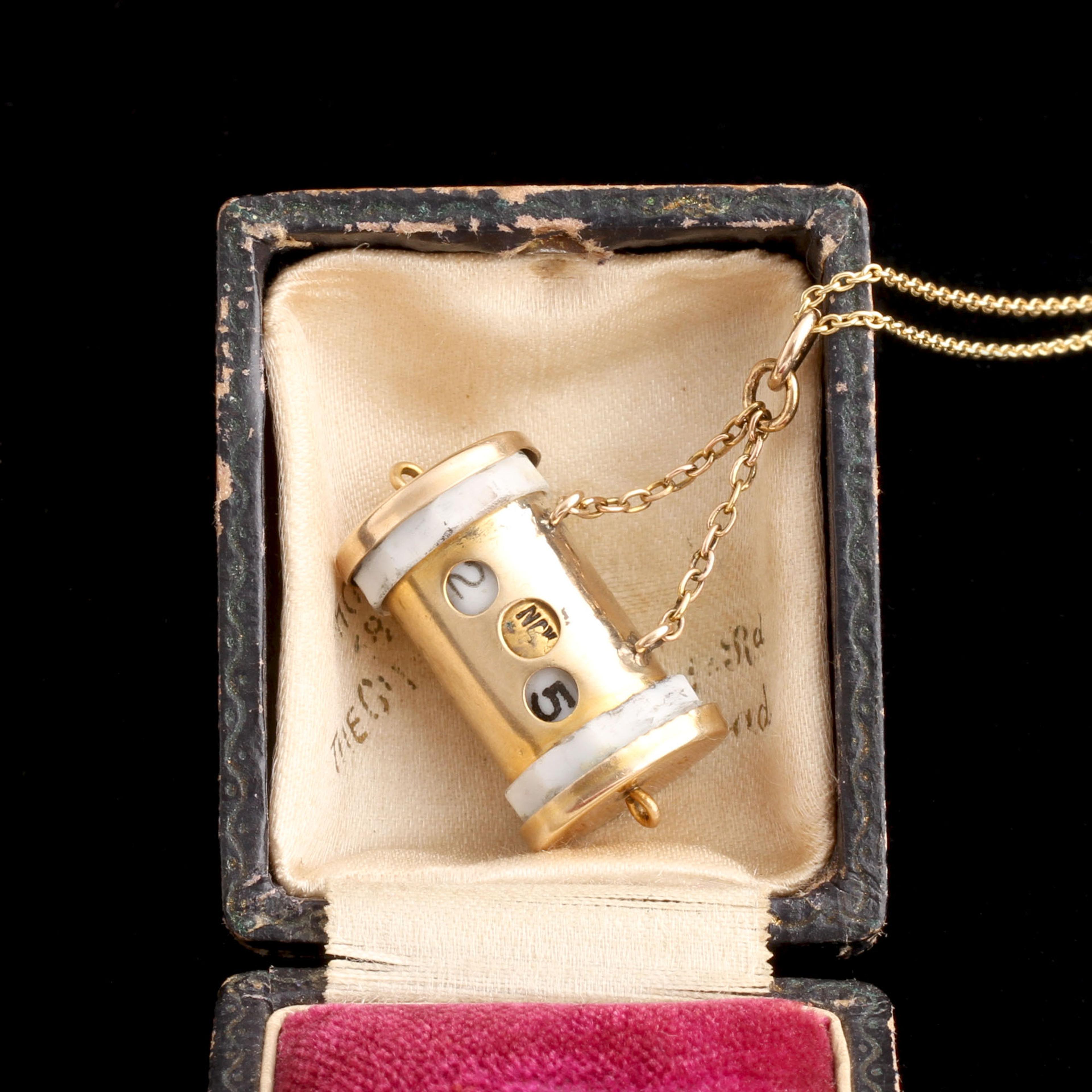 Detail of Late Victorian Perpetual Calendar Fob Necklace