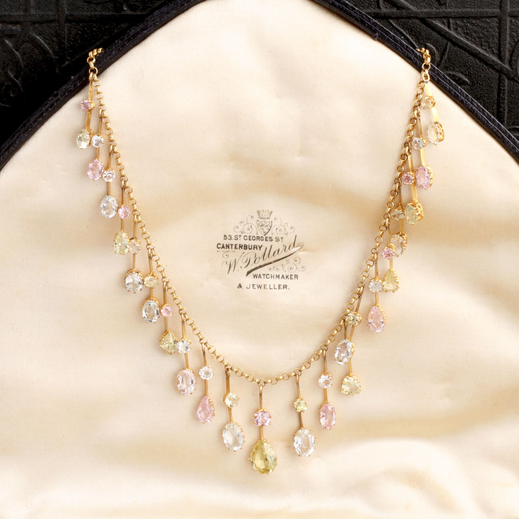 Edwardian Pastel Gemstone Fringe Necklace