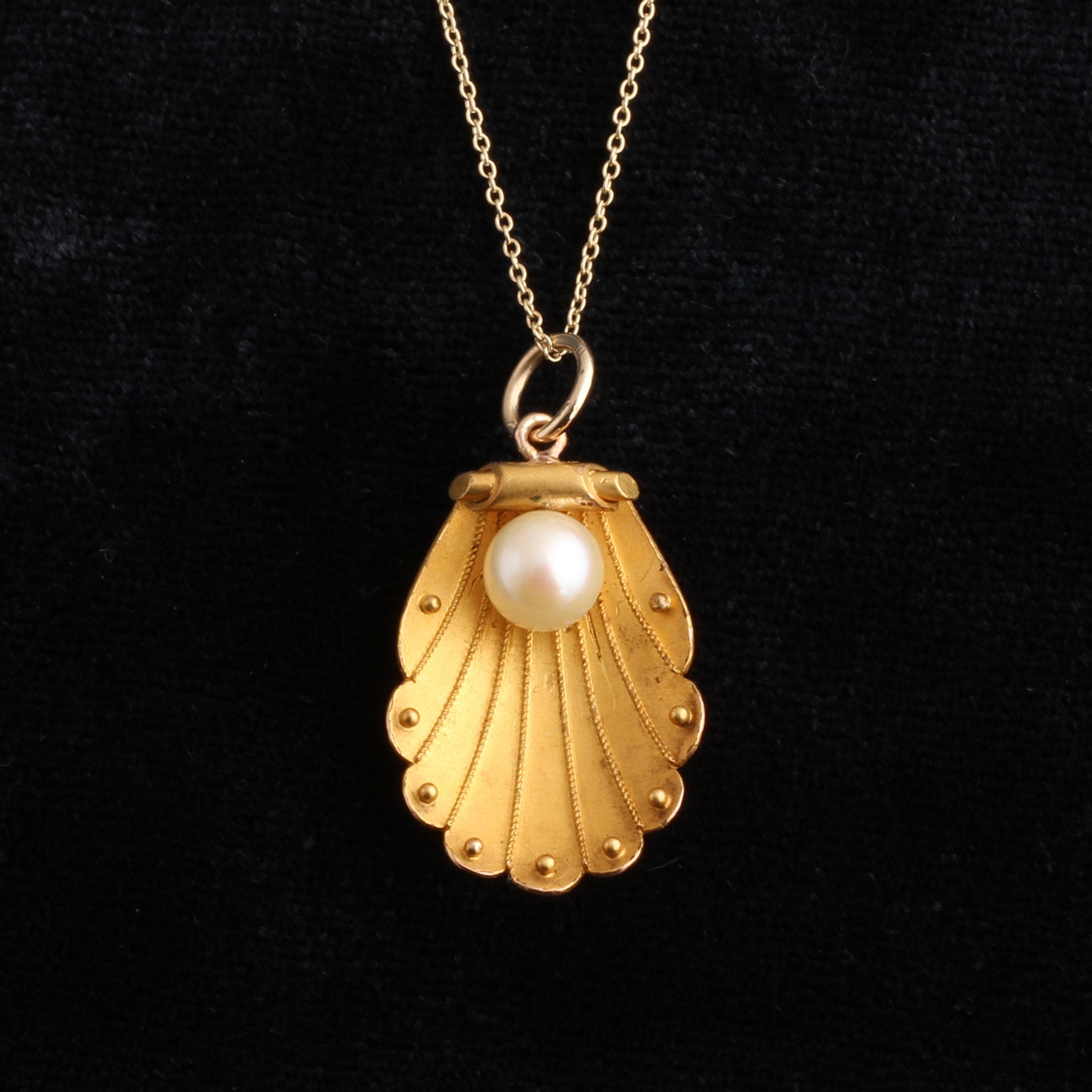 Victorian Shell & Pearl Necklace