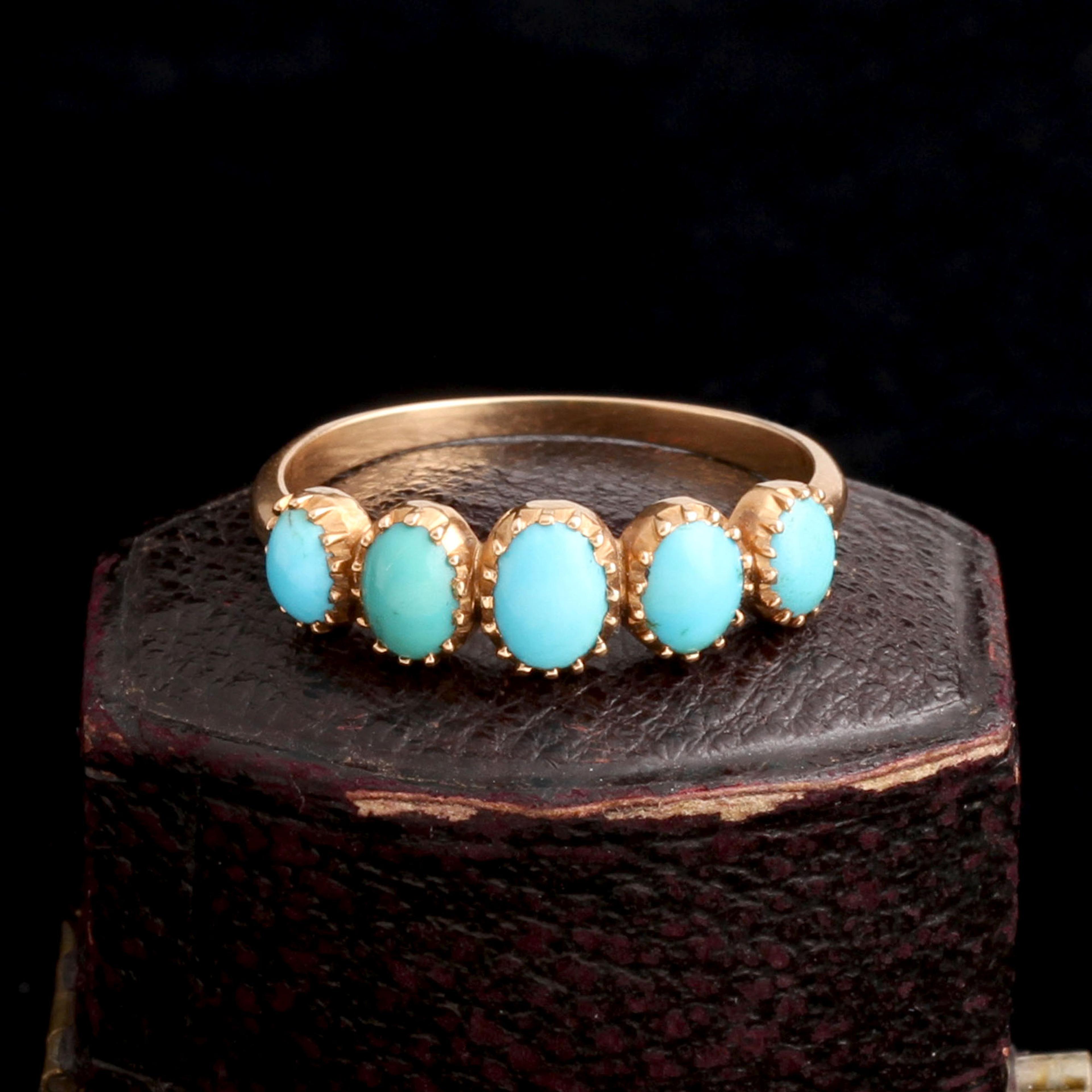 Early Victorian Five Stone Turquoise Ring