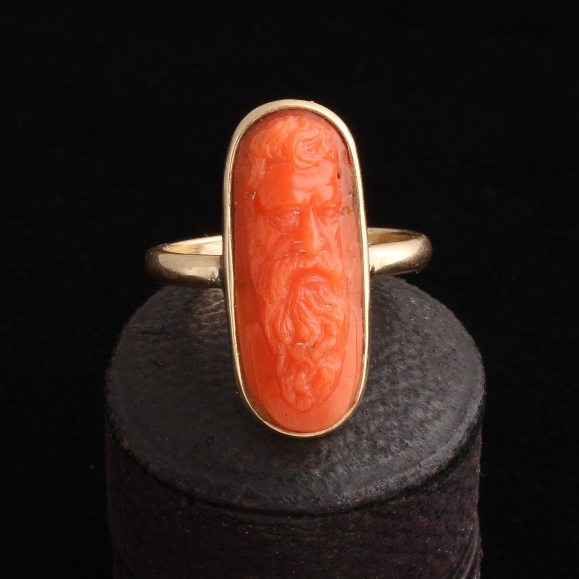 Victorian Oblong Coral Cameo Ring