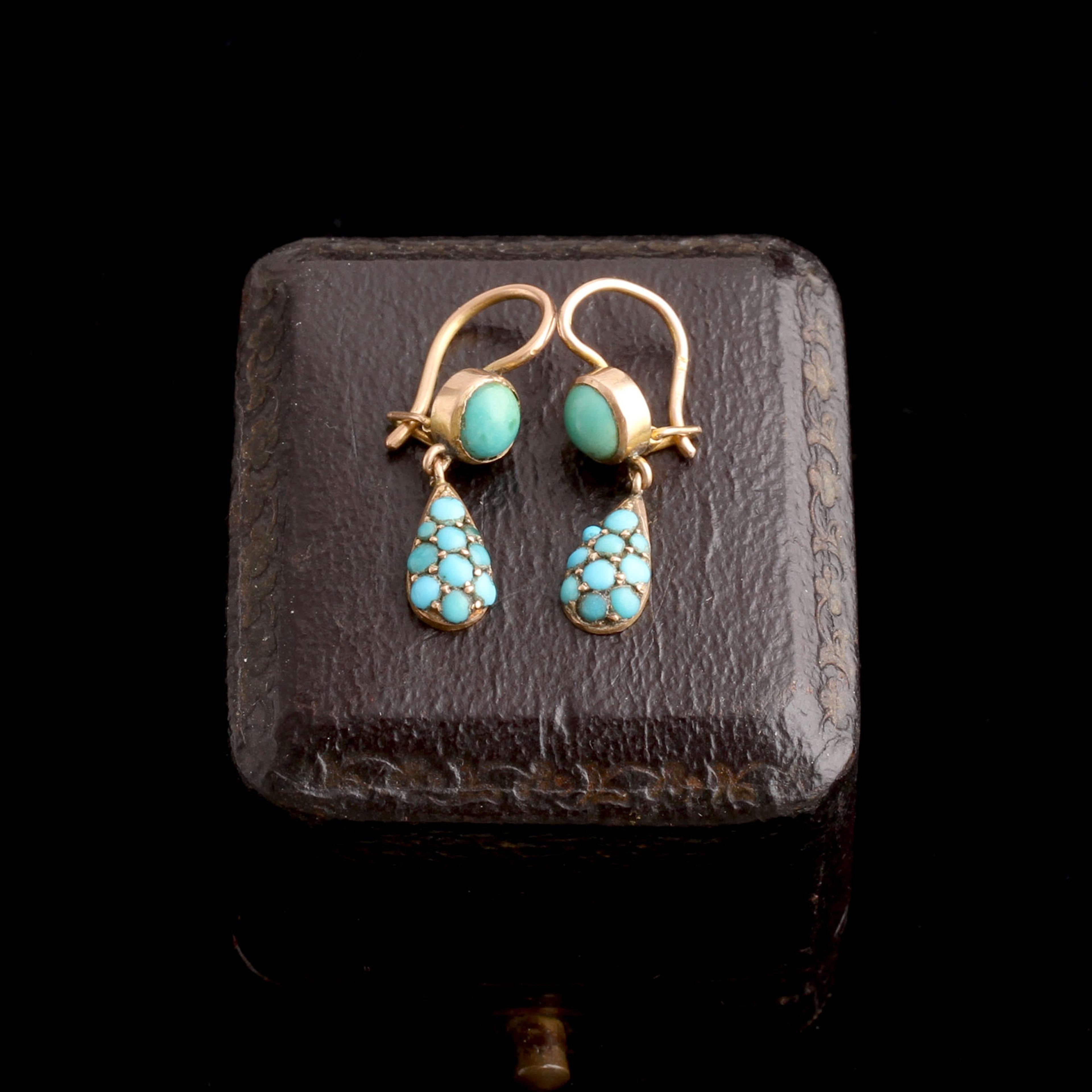 Victorian Ultra Tiny Turquoise Pavé Earrings
