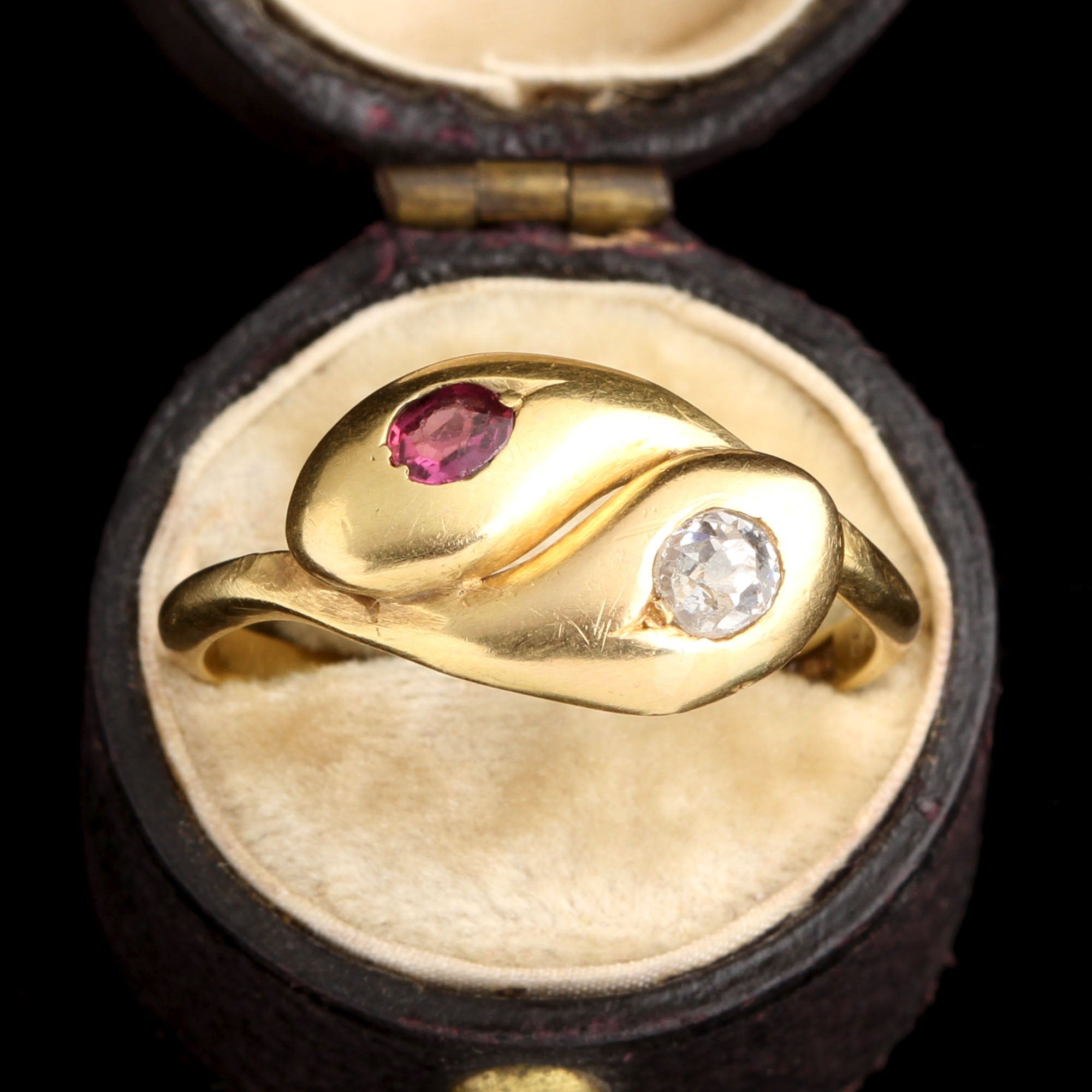 Victorian Ruby & Diamond Entwined Snakes Ring