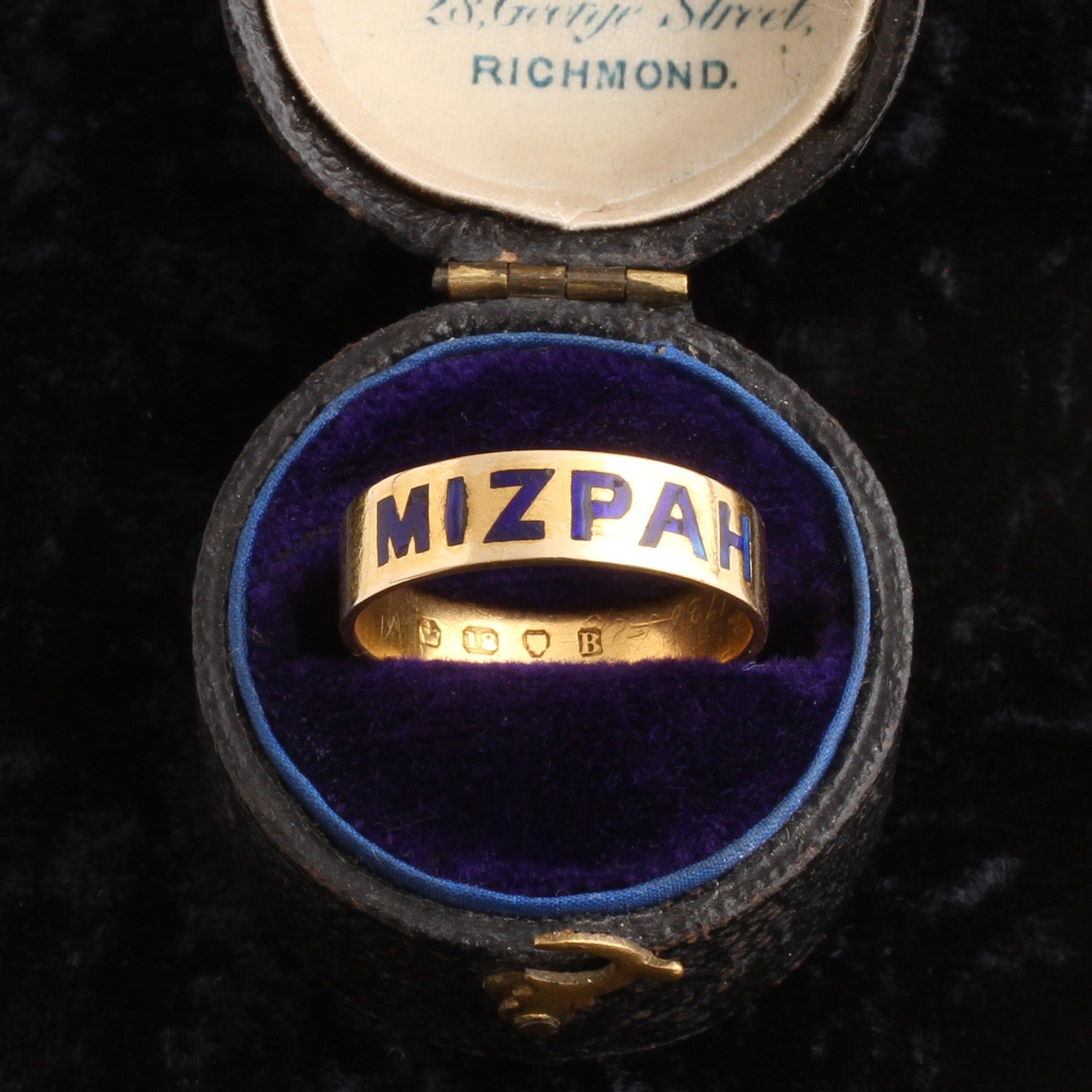 Victorian Blue Enamel Mizpah Ring
