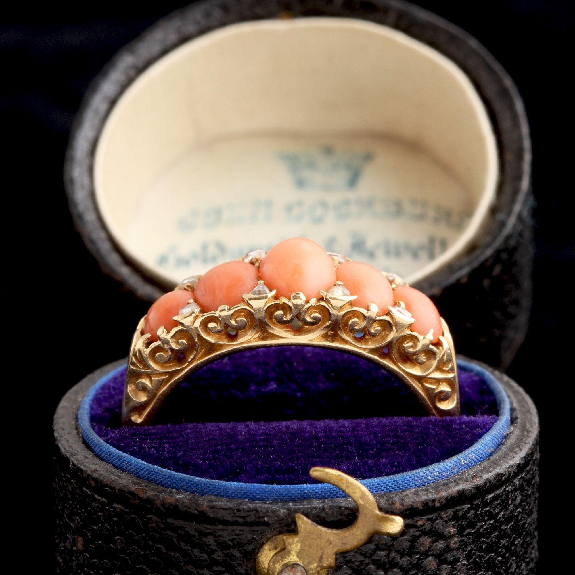 Victorian Five Stone Coral Ring