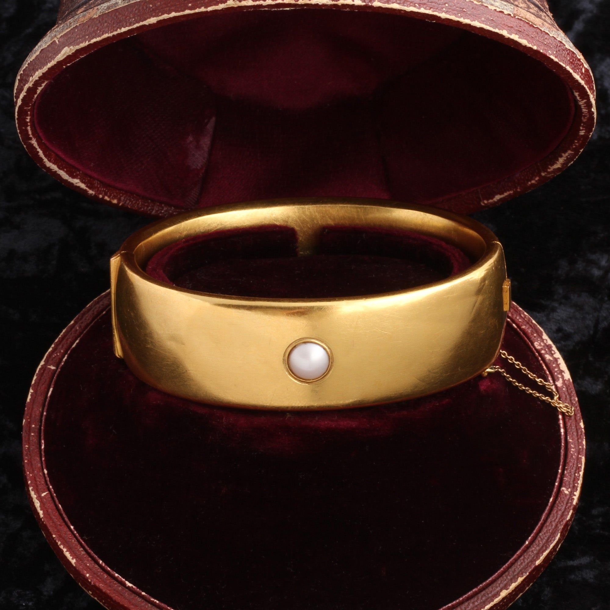 Late 19th Century Single Pearl Bangle in Original Box