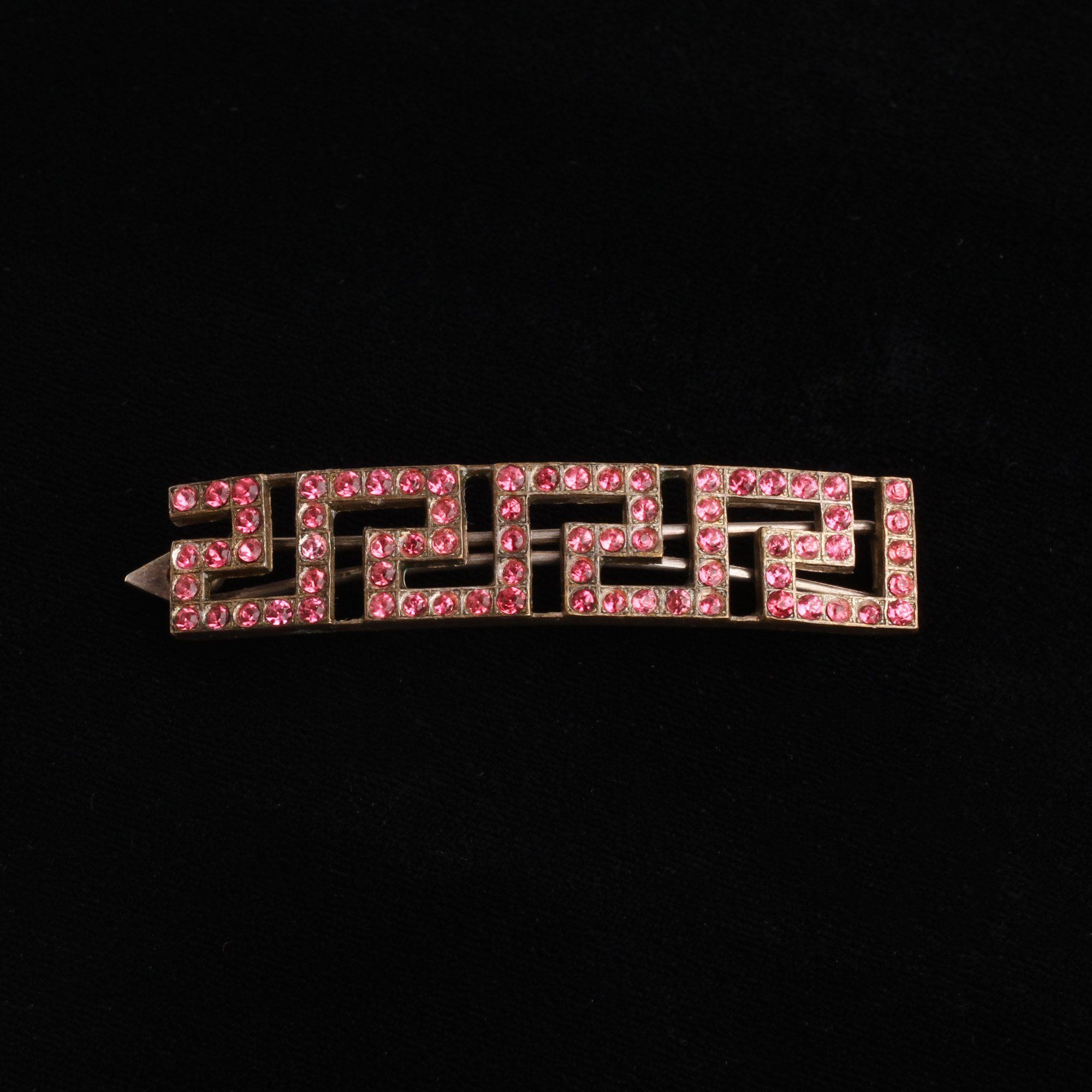 1920s Pink Greek Key Barrette