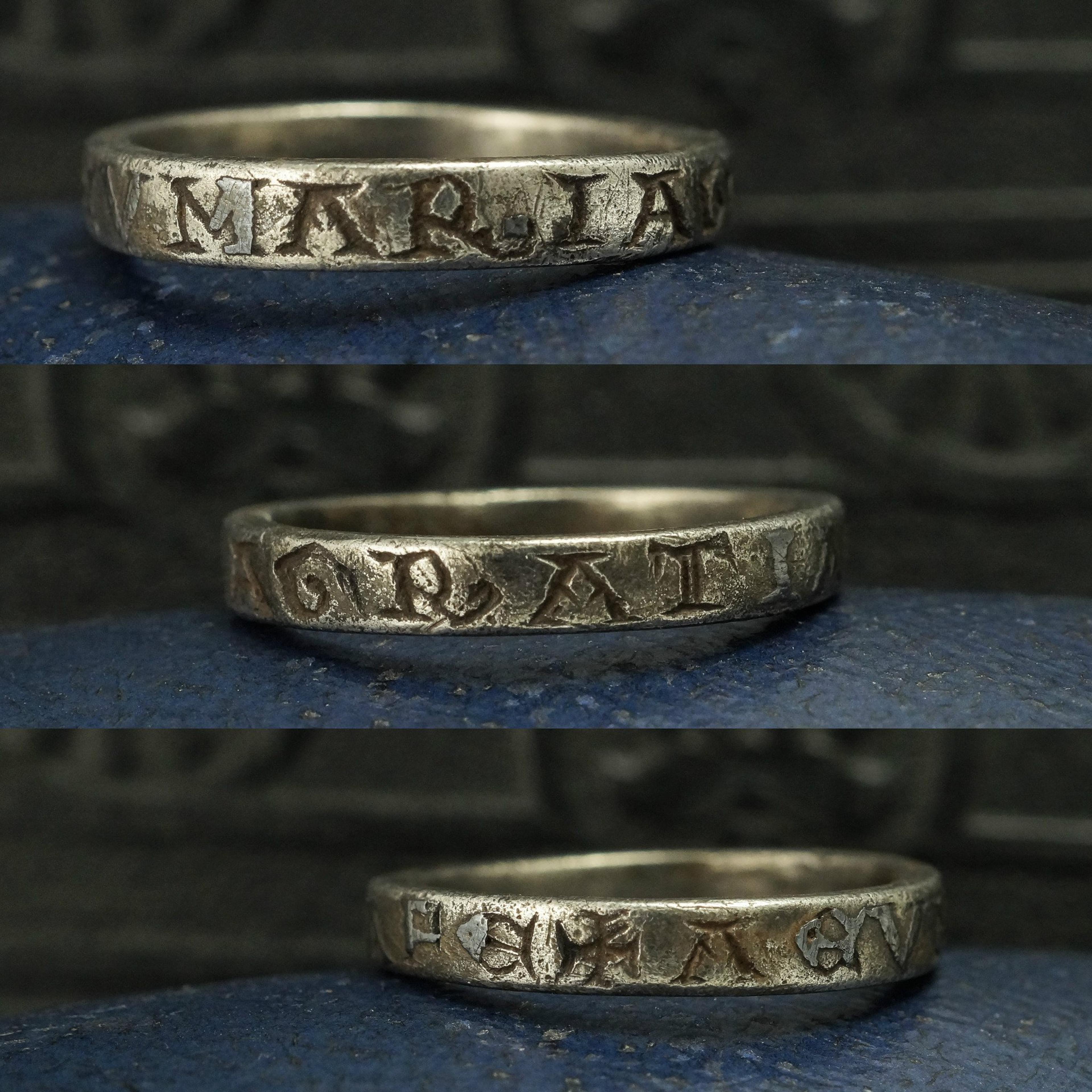 Three inscription details of Medieval "Maria Gratia" Talismanic Ring