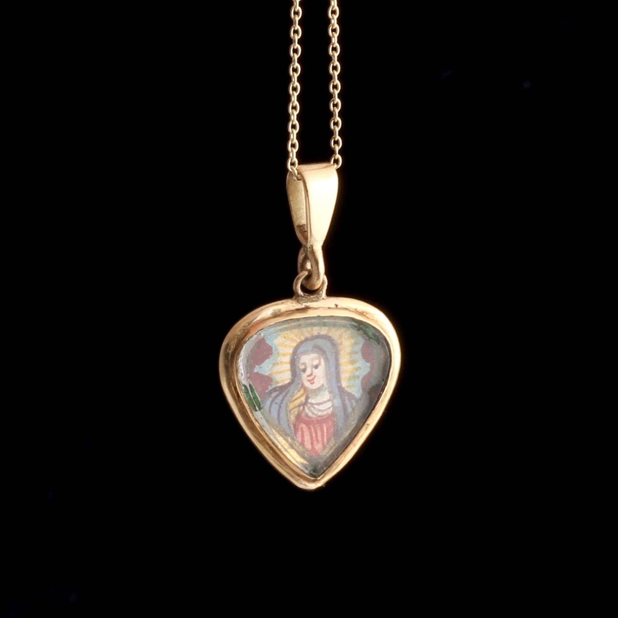 18th Century St Augustine & Virgin Mary Heart Pendant