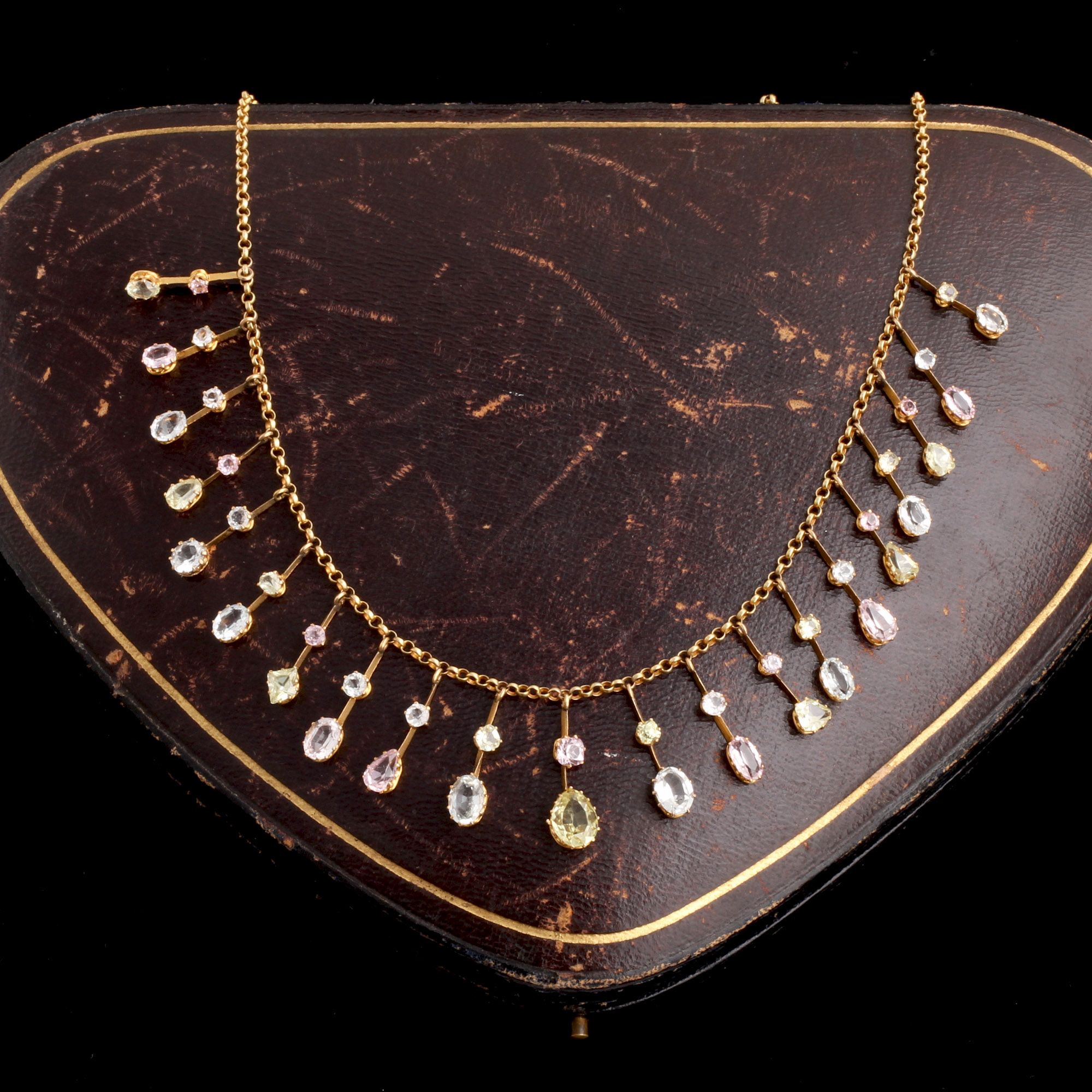Edwardian Pastel Gemstone Fringe Necklace