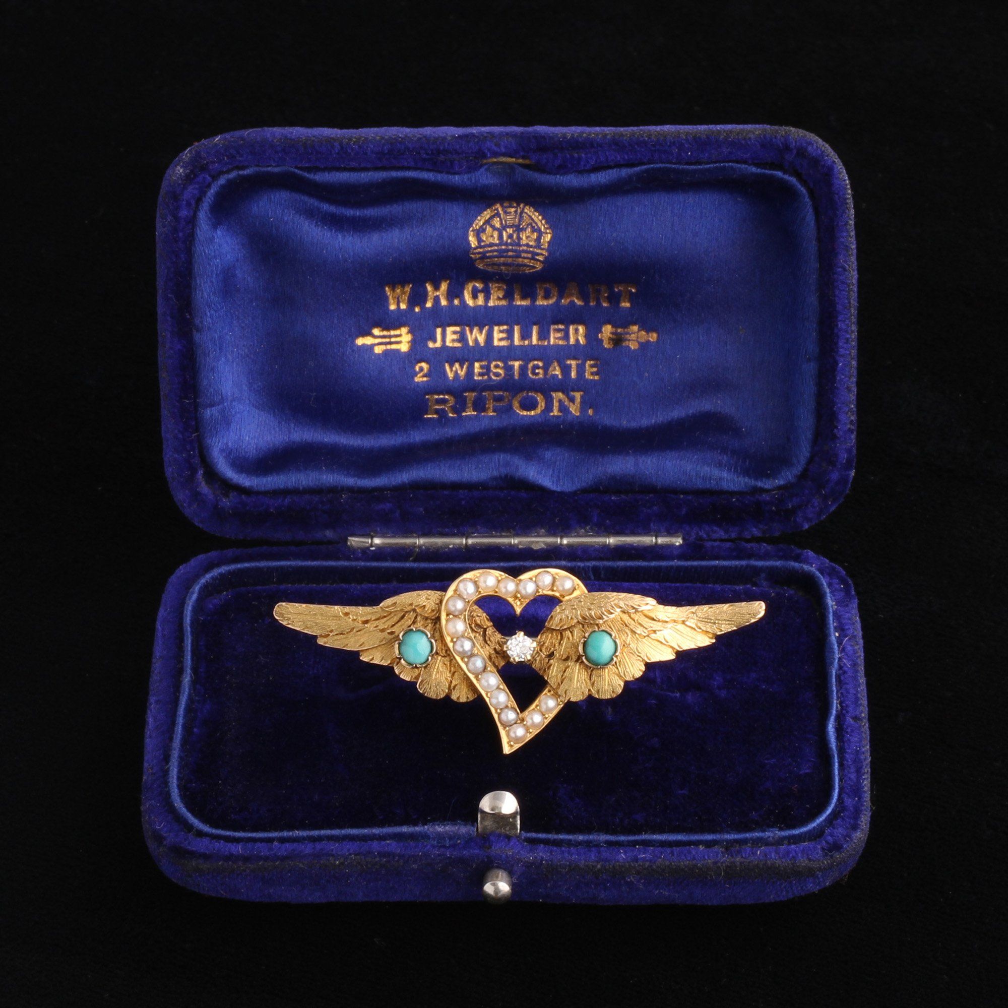 Detail of Victorian Winged Witch's Heart Brooch