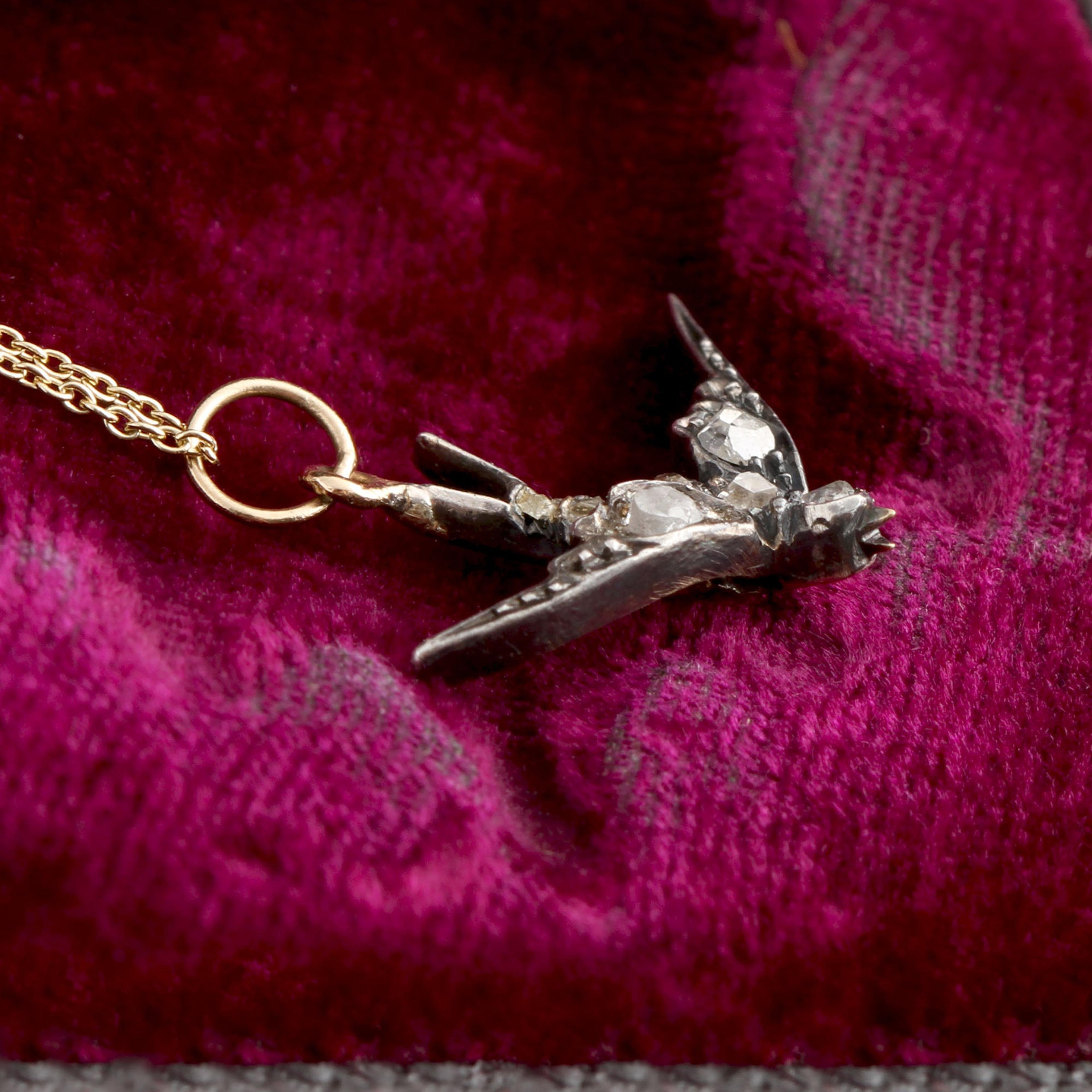 Detail of Edwardian Diamond Swallow Necklace