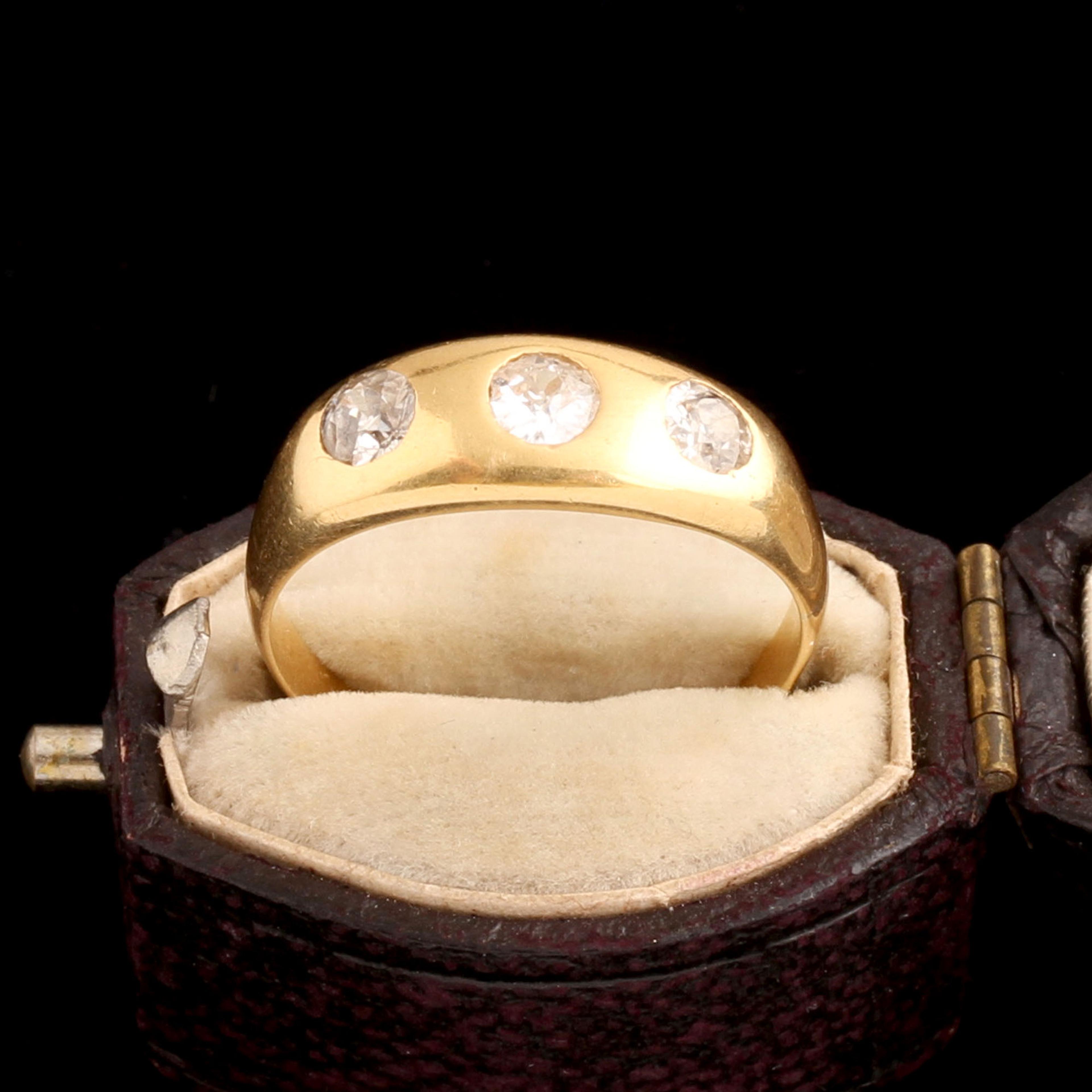 Edwardian Burnished Diamond Three Stone Ring