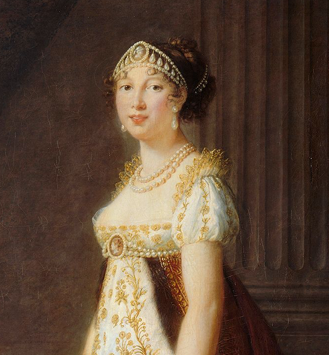 Detail from Caroline Murat, later Queen of Naples, and Her Daughter, 1807 by Elisabeth Louise Vigee Le Brun. 