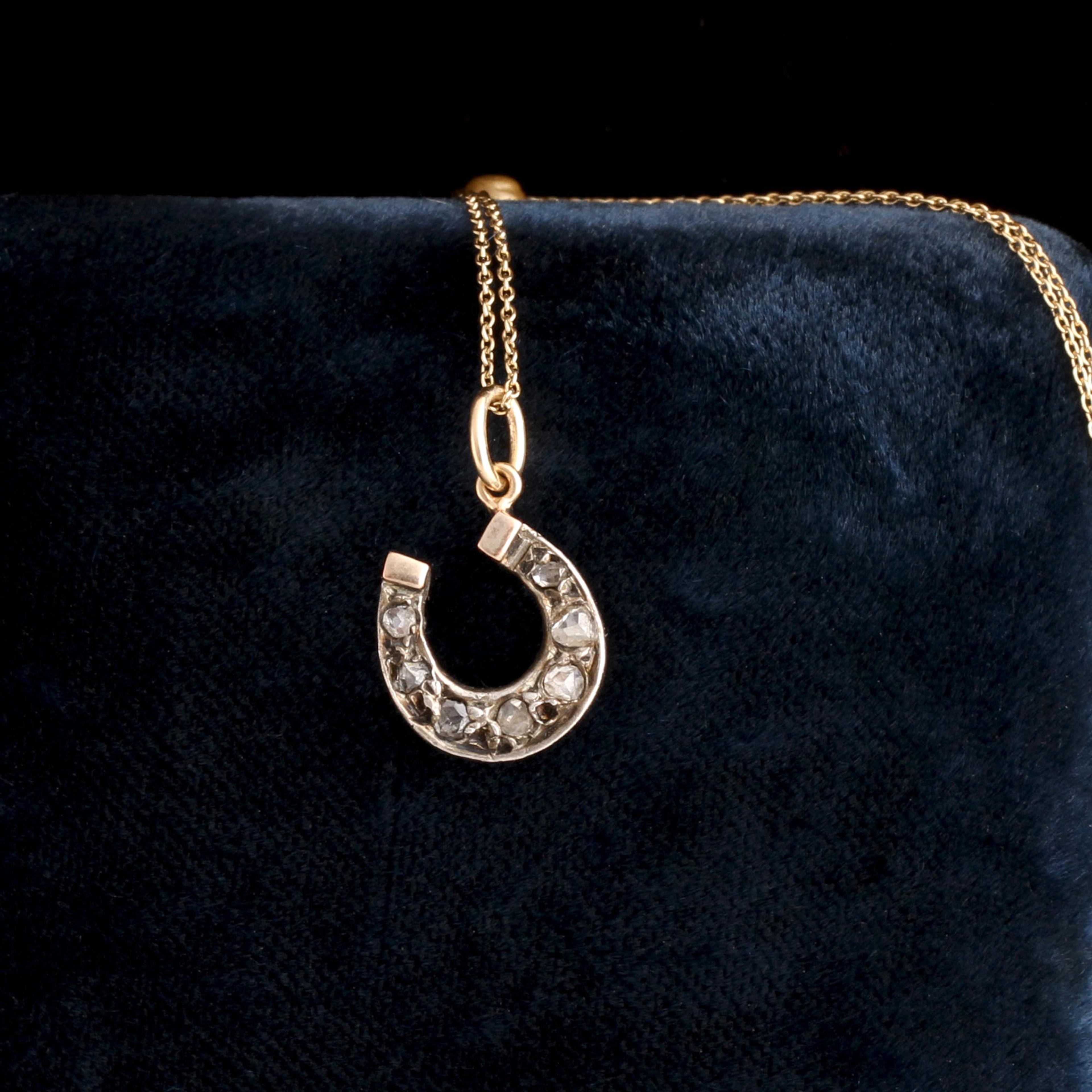 Victorian Lucky Seven Diamond Horseshoe Necklace