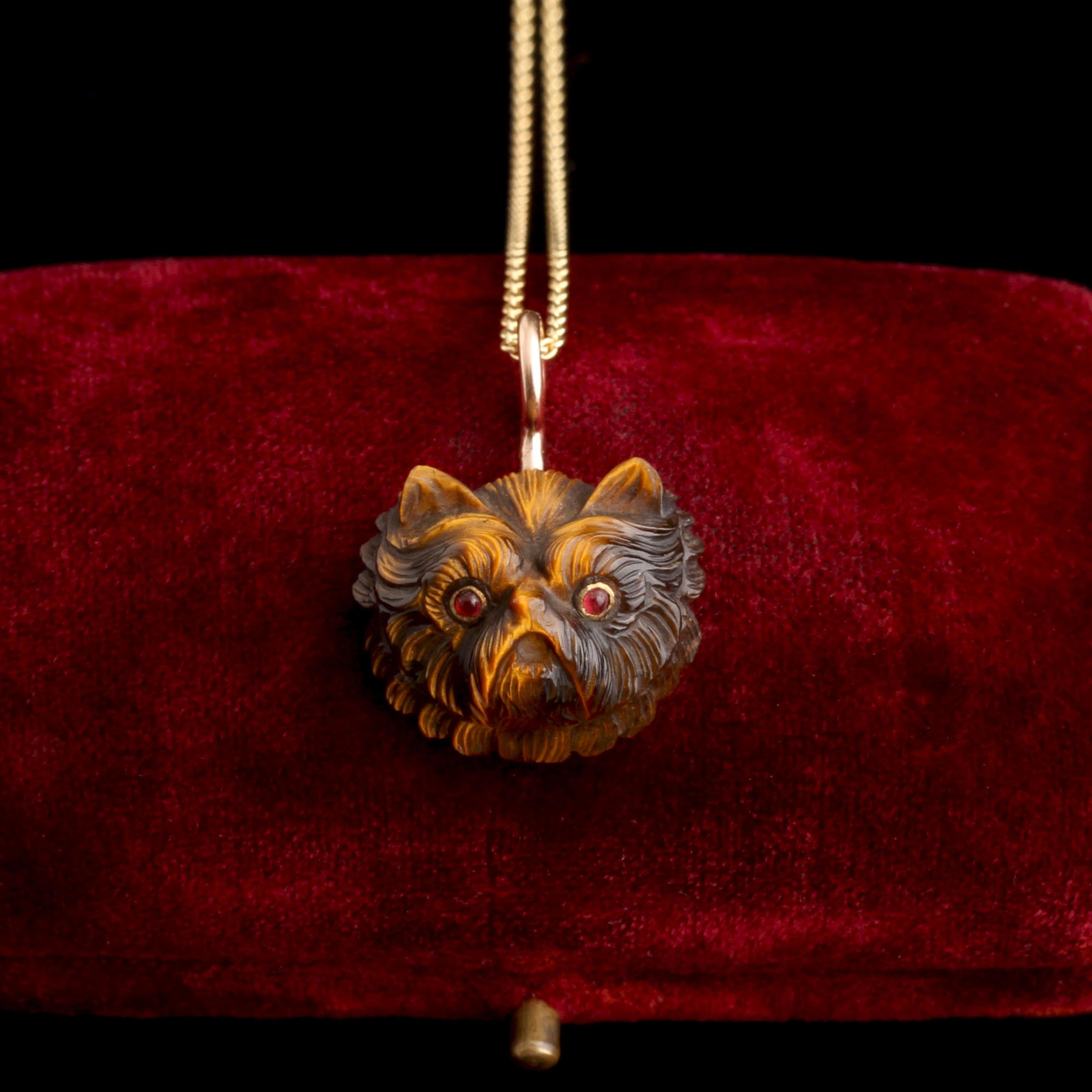 Victorian Tiger's Eye Pekingese Necklace