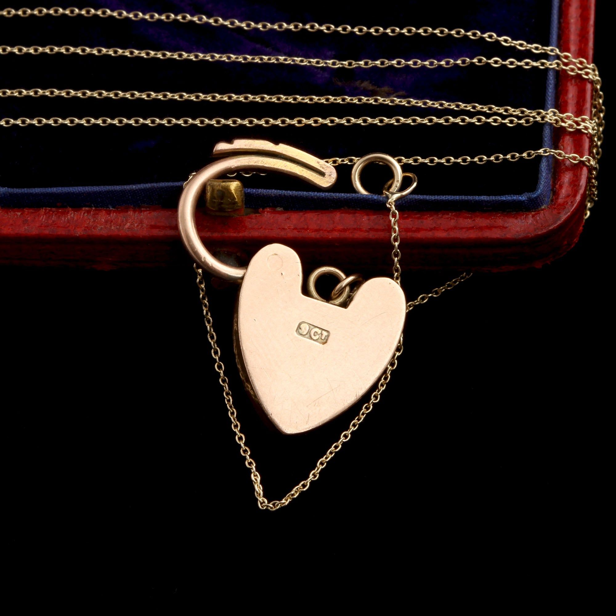 Vintage Scroll Motif Heart Lock Necklace