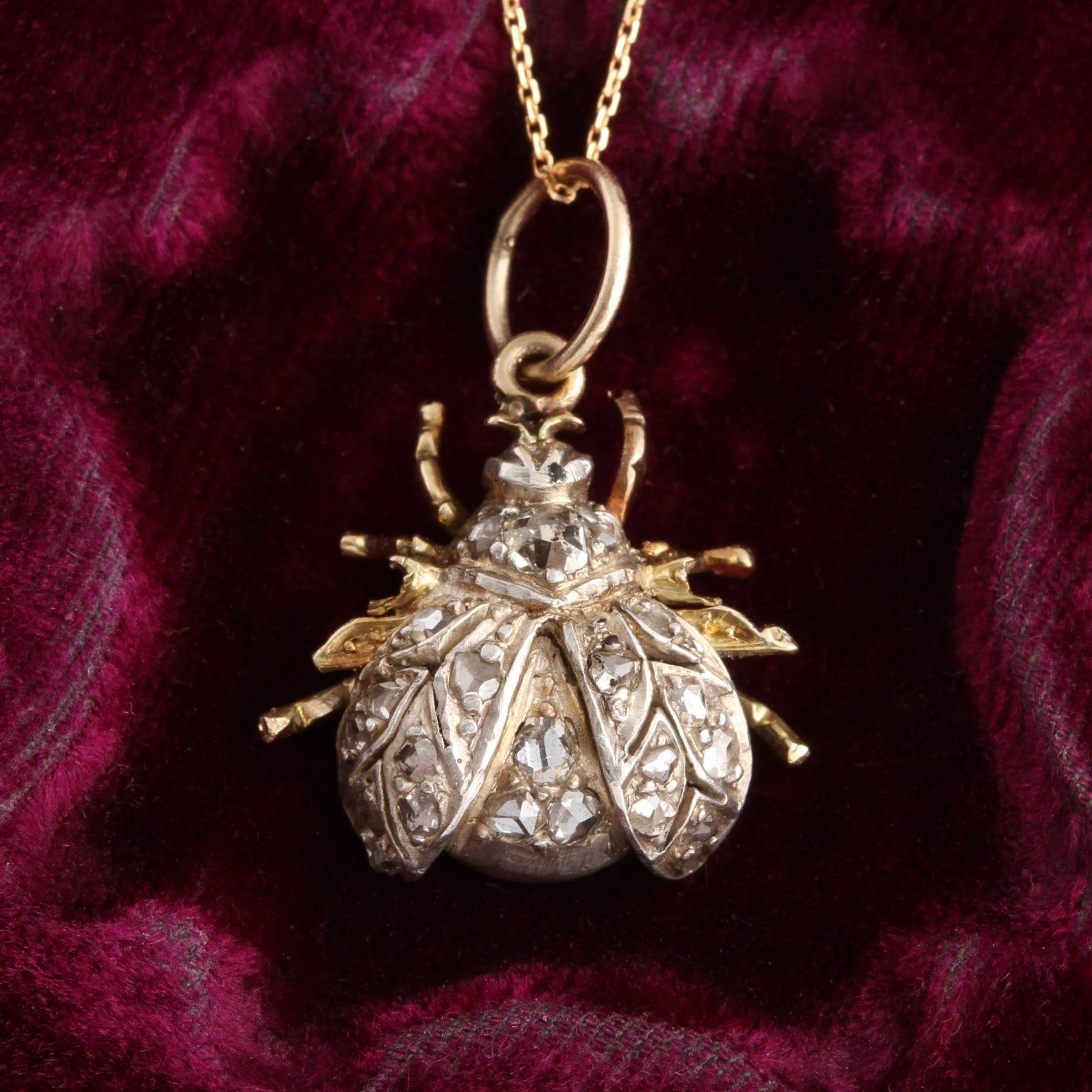 Victorian Diamond Beetle Pendant