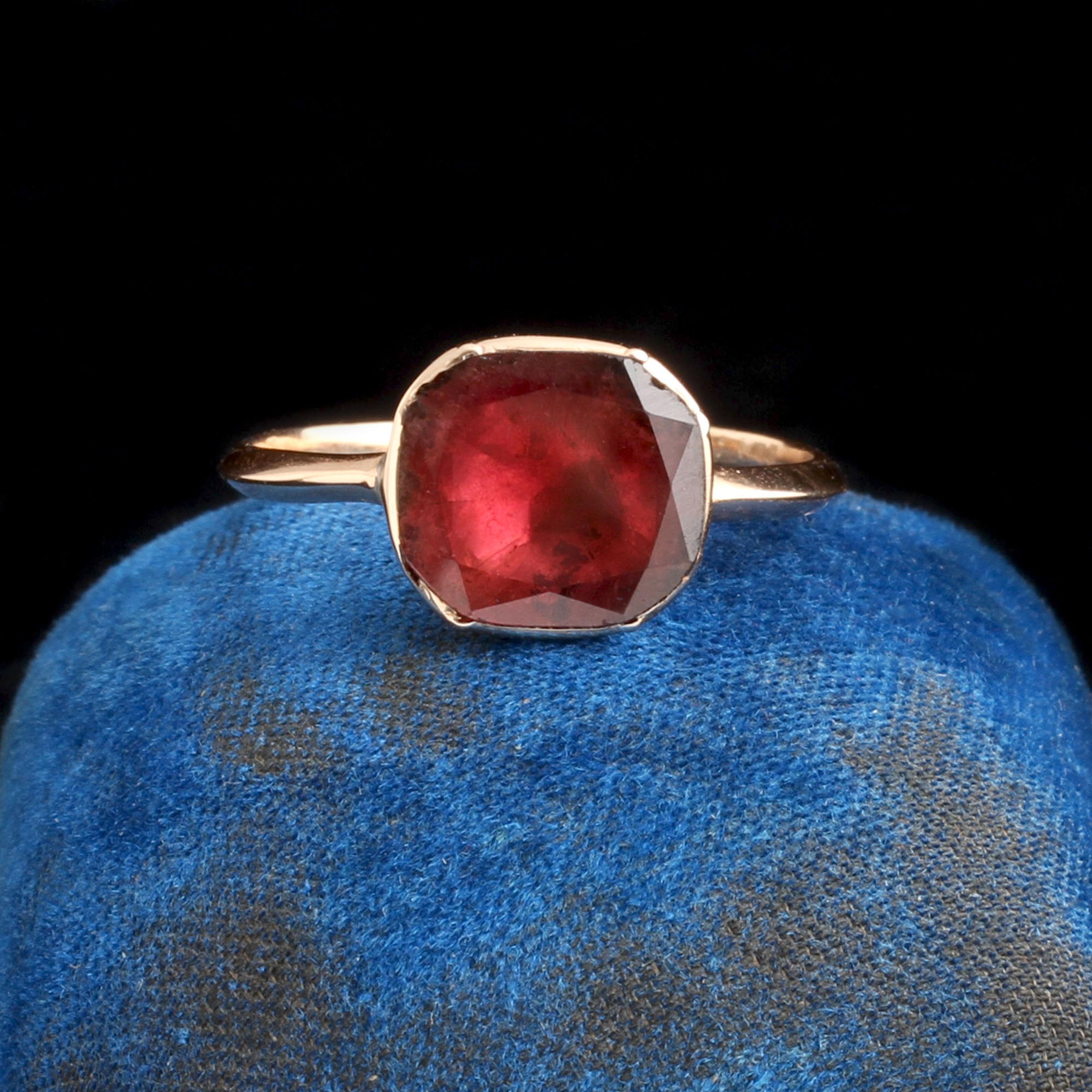 Detail of Georgian Flat Cut Garnet Ring