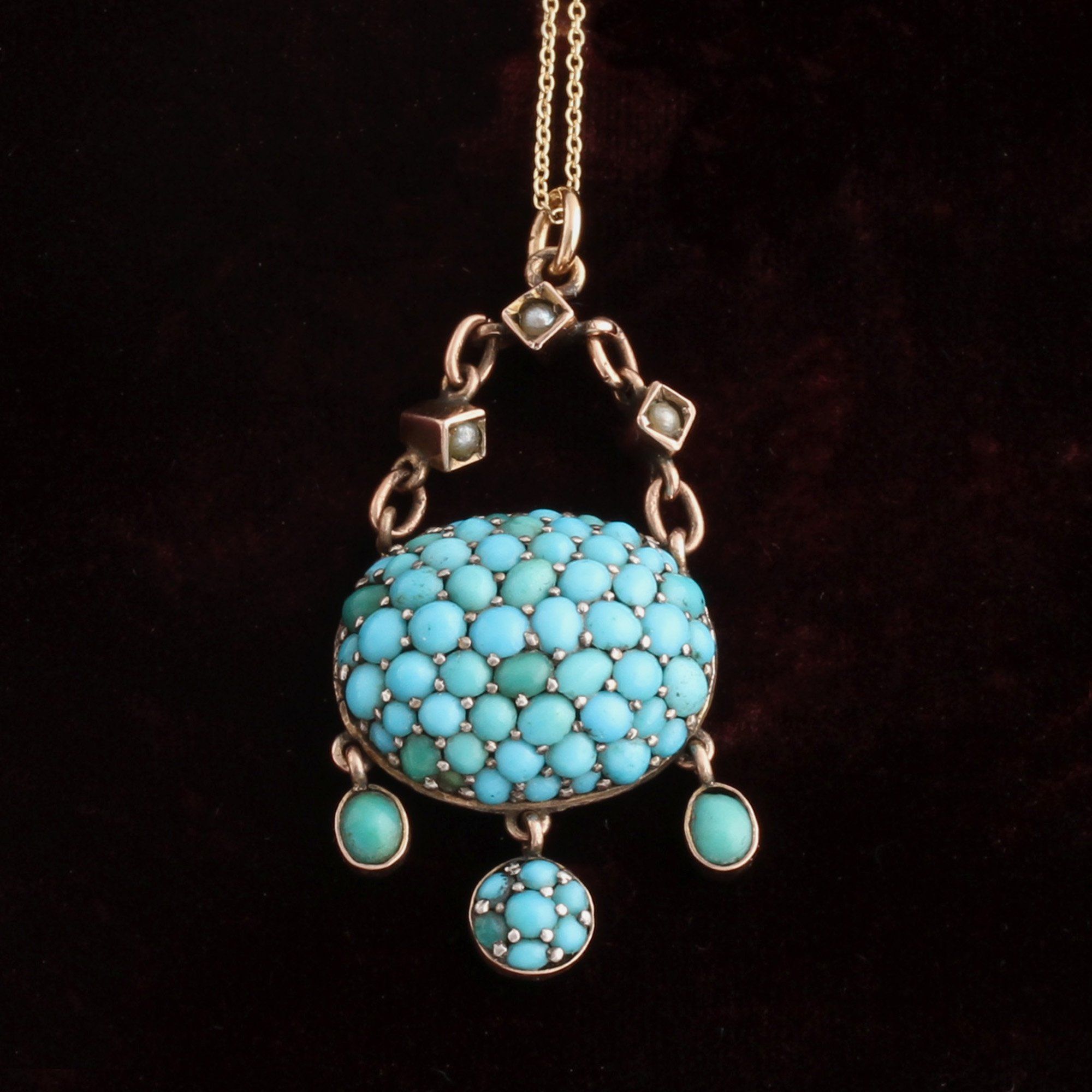 Victorian Turquoise Pavé Pendant