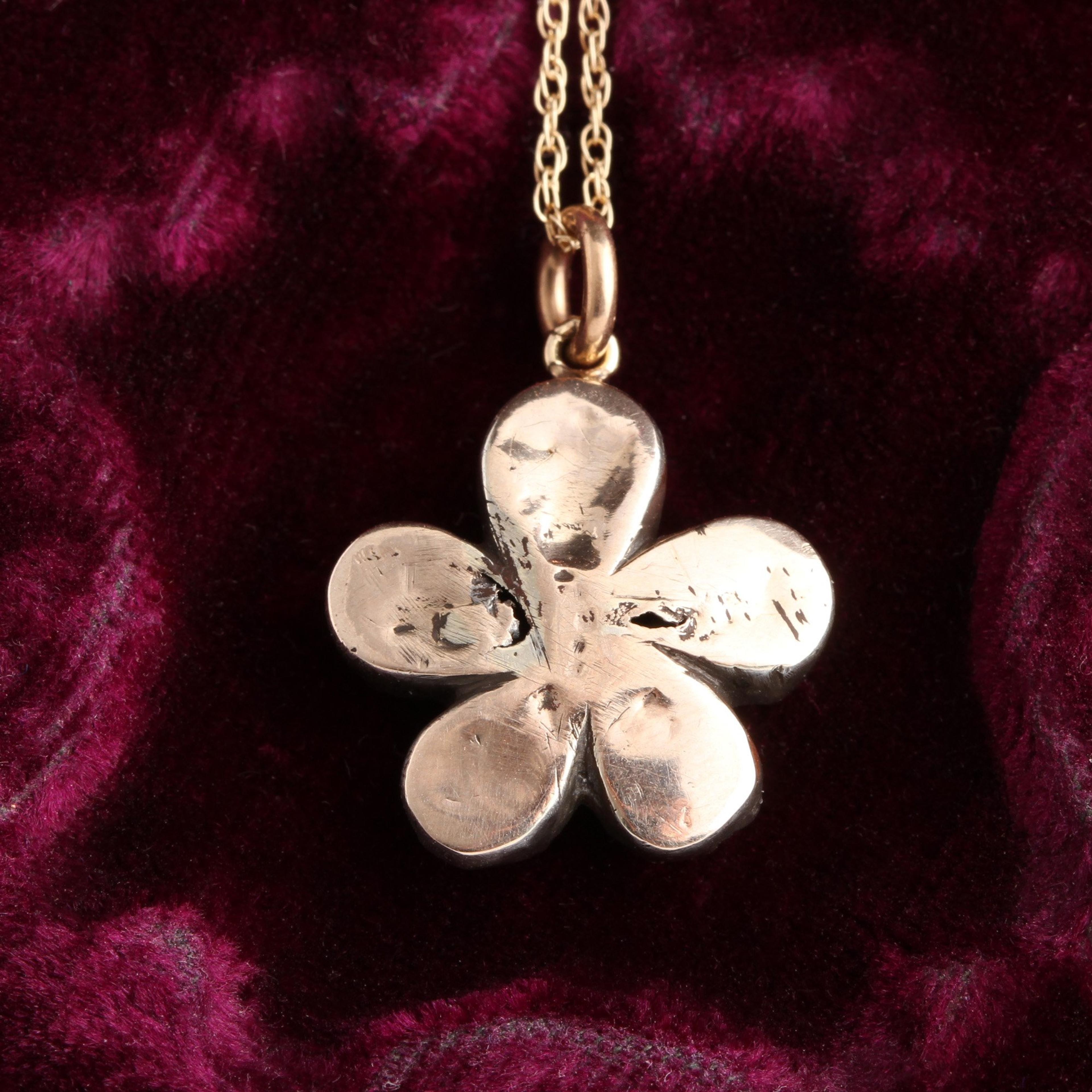 Underside detail of Georgian Rock Crystal Pansy Pendant