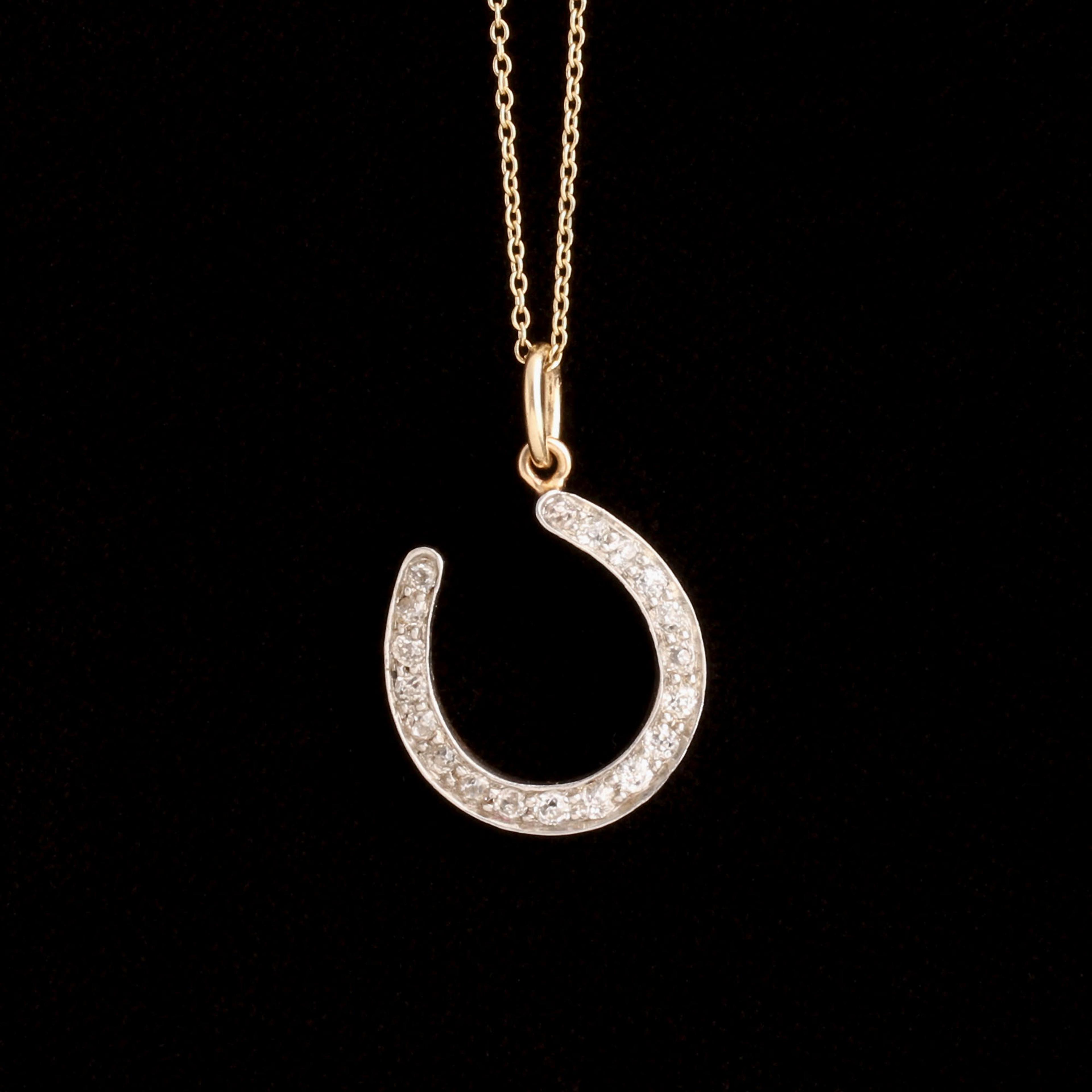 Late Victorian Old Cut Diamond Horseshoe Necklace