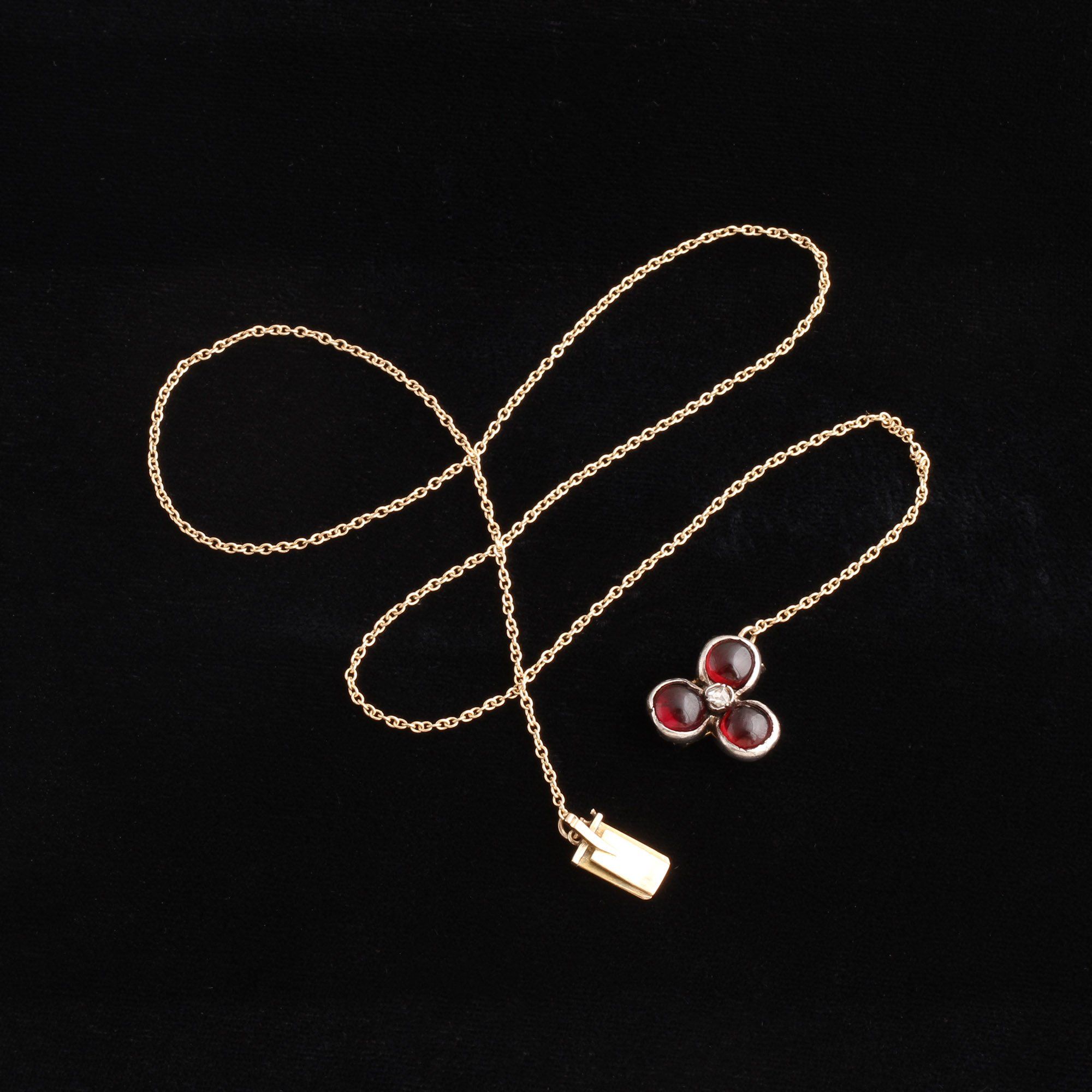 Victorian Garnet & Diamond Clover Necklace