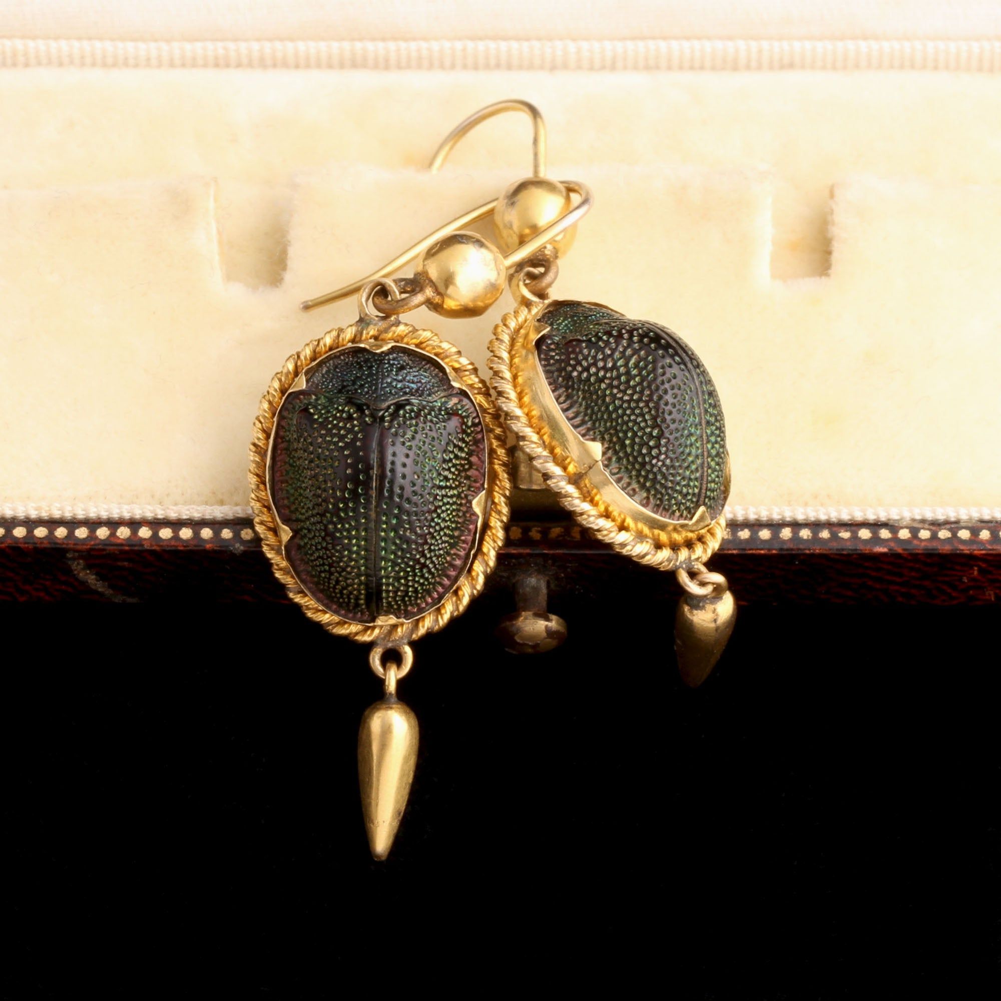 Victorian Scarab Drop Earrings