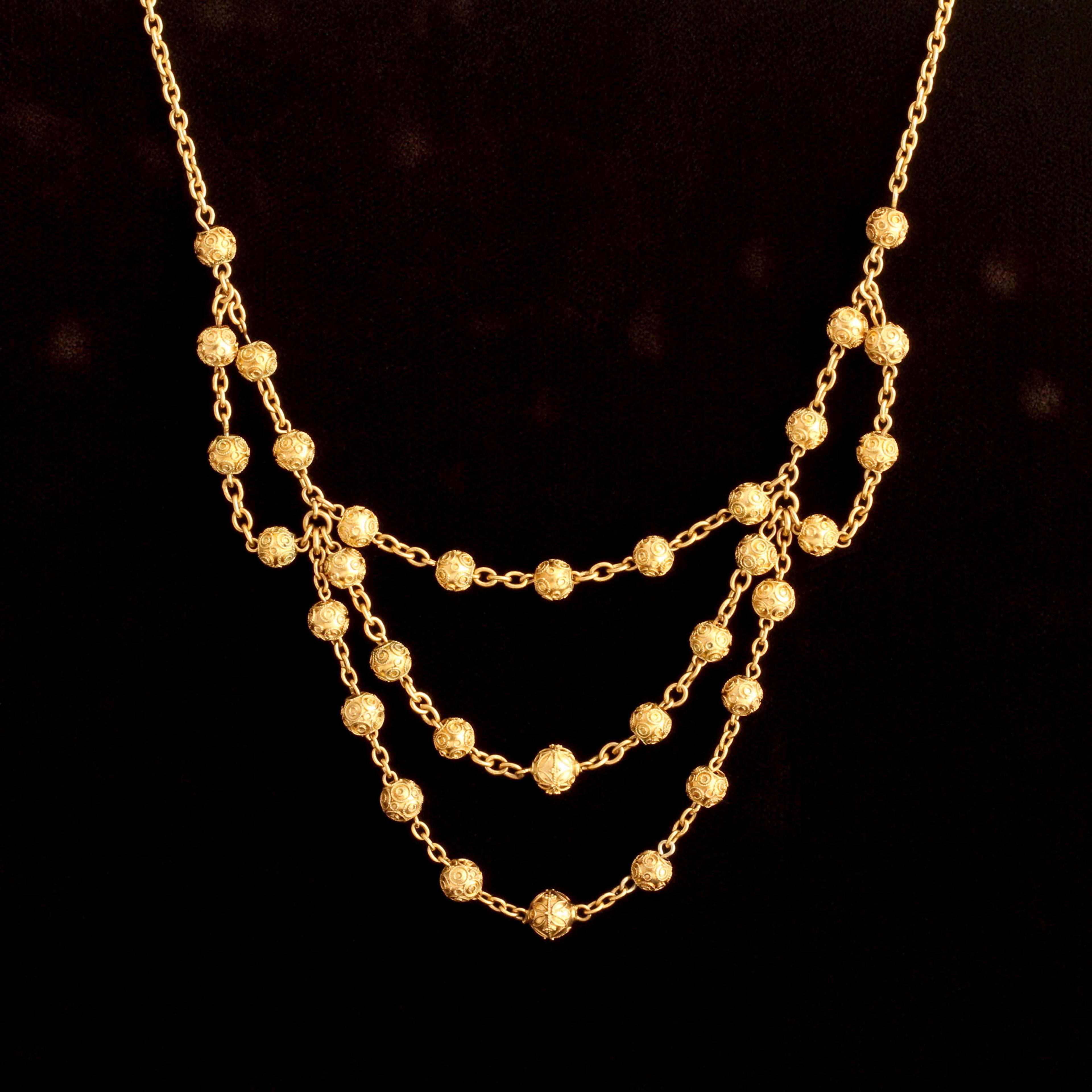 19th Century French Etruscan Style Festoon Necklace