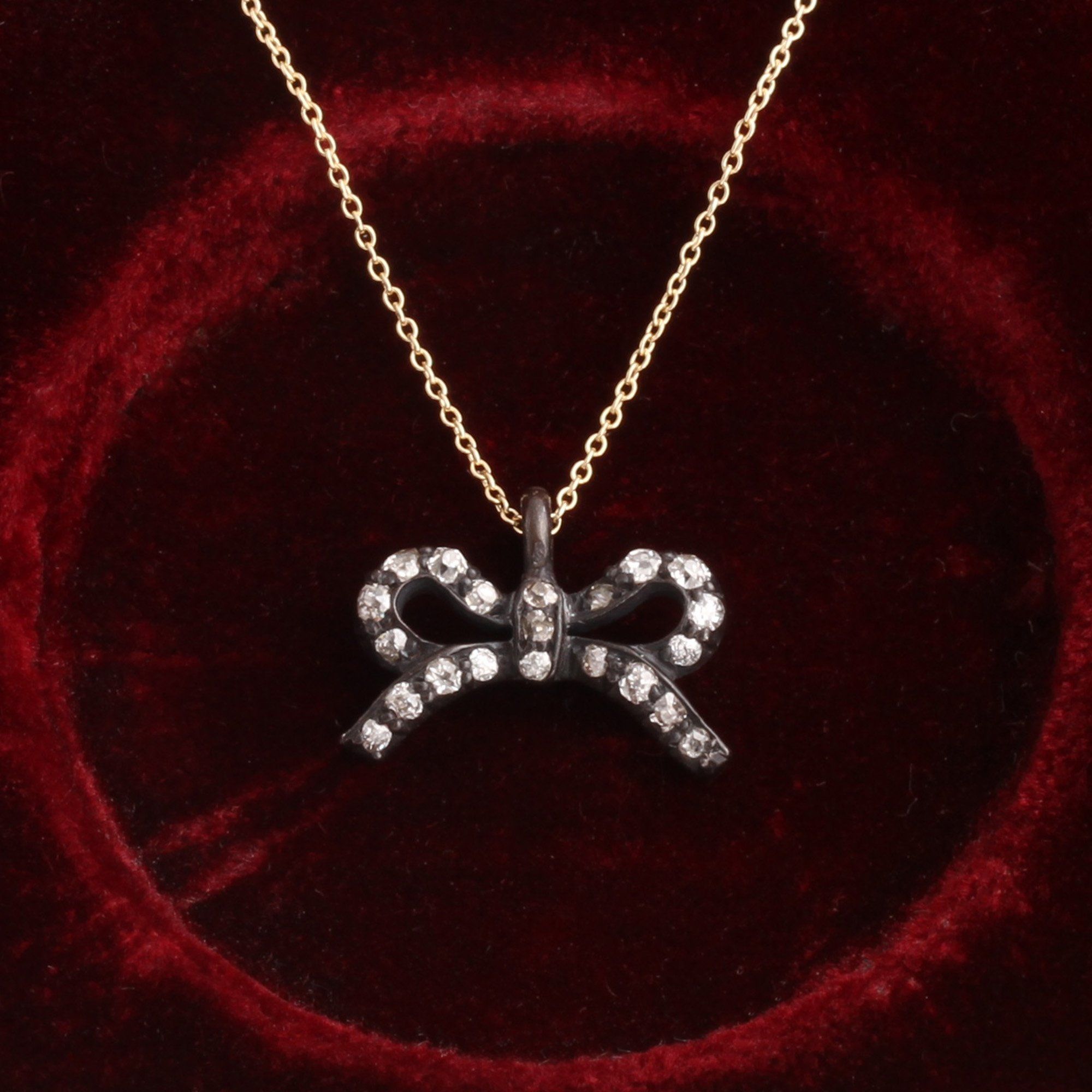 Victorian Diamond Bow Necklace