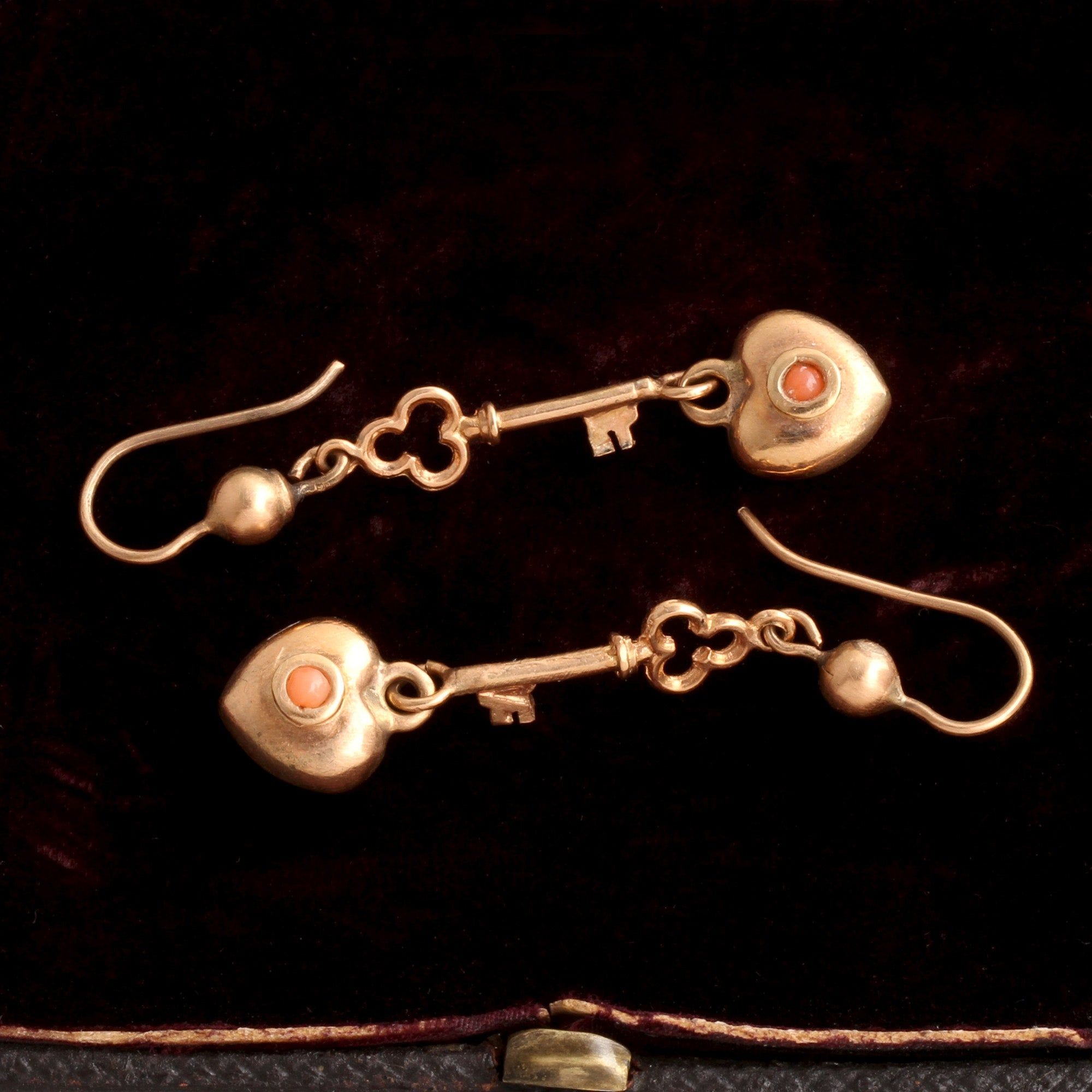 Detail of Victorian Key to My Heart Earrings