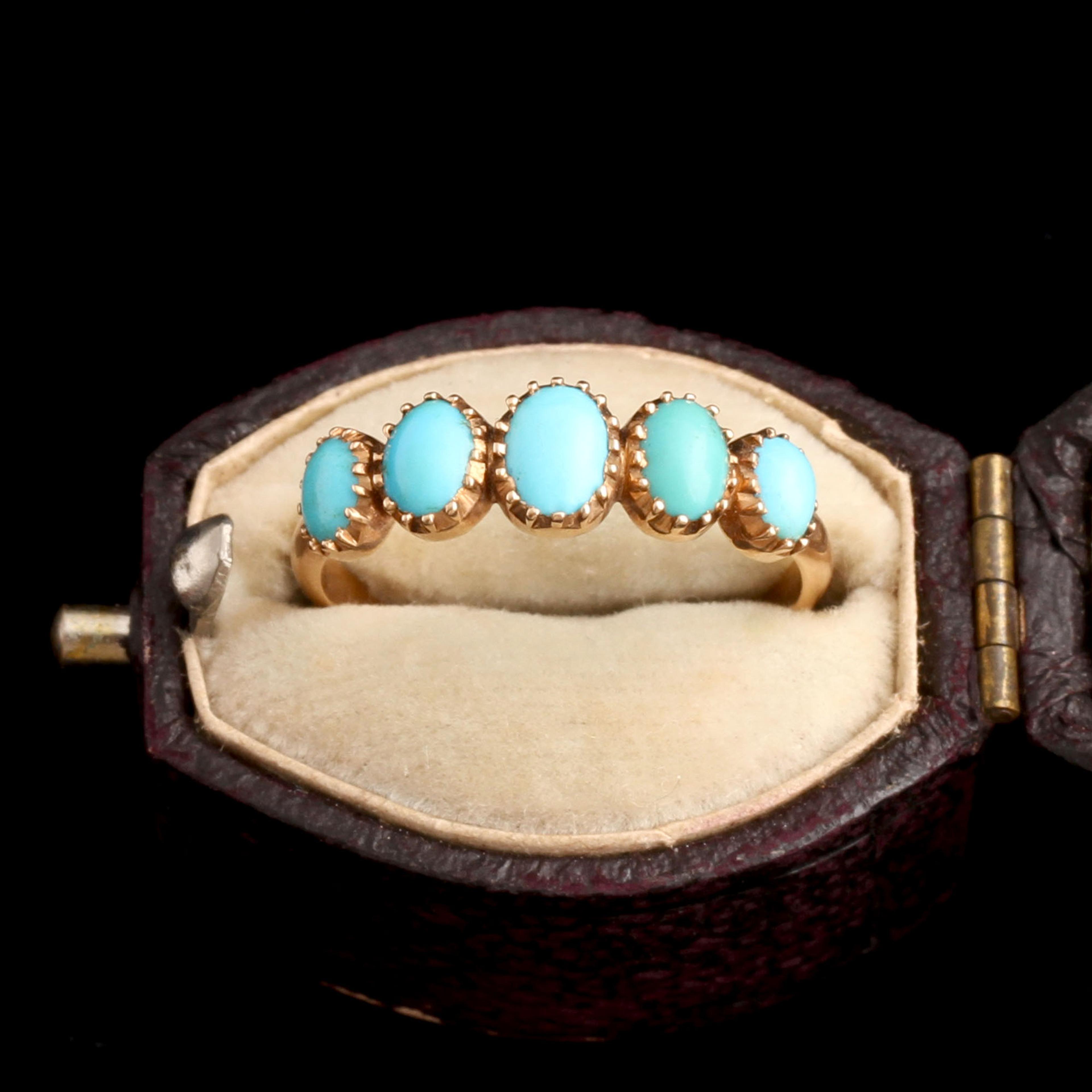 Early Victorian Five Stone Turquoise Ring