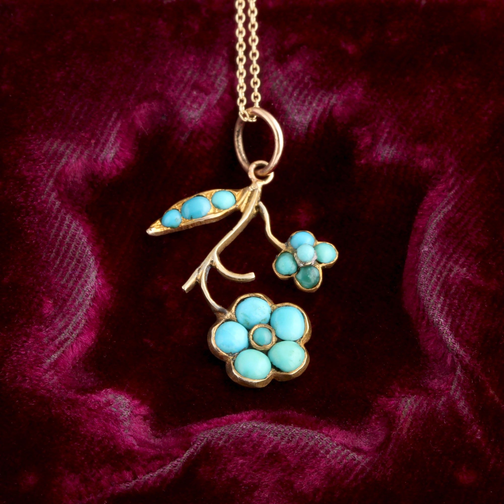 Victorian Turquoise Flower Necklace