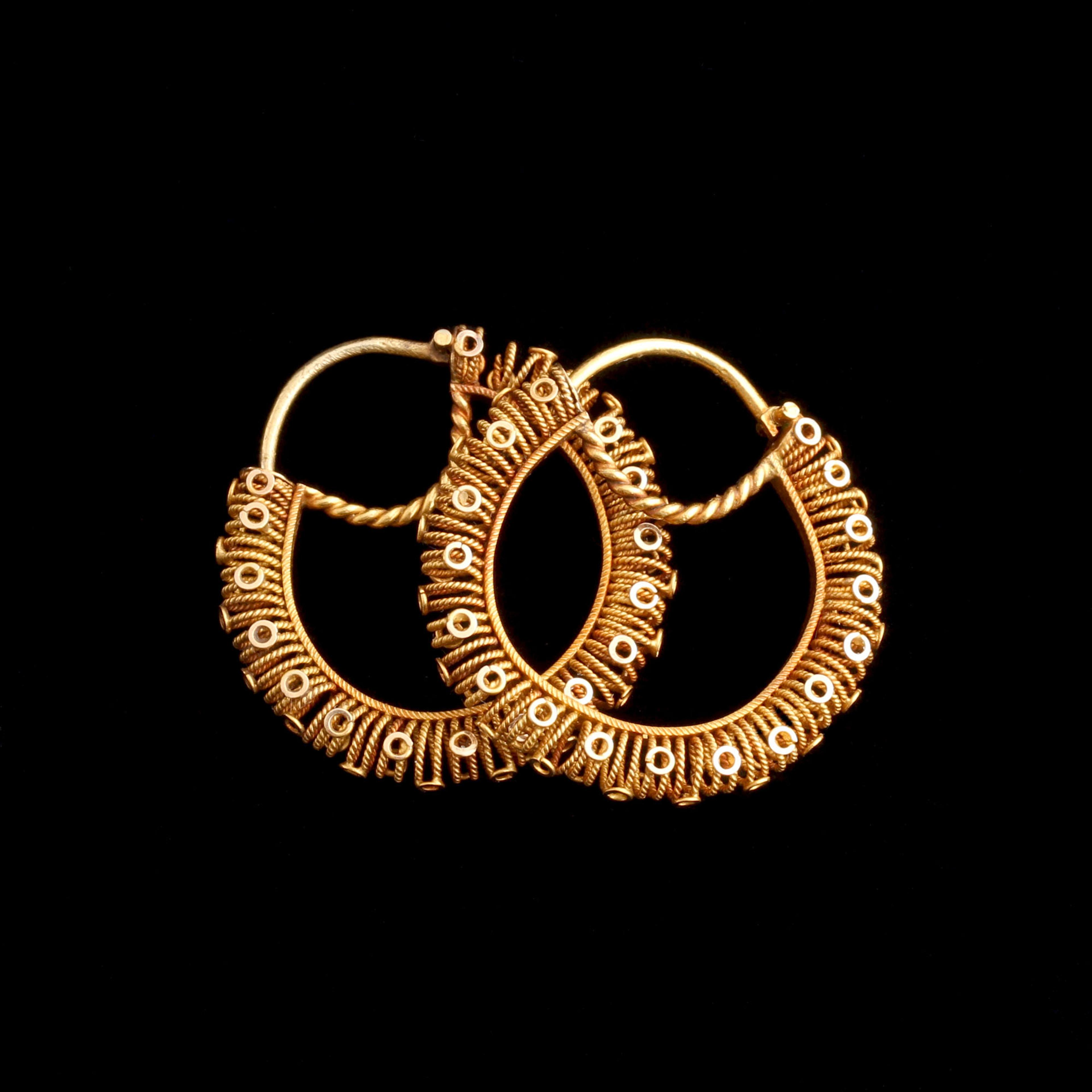 Georgian Twisted Wire & Circles Hoop Earrings