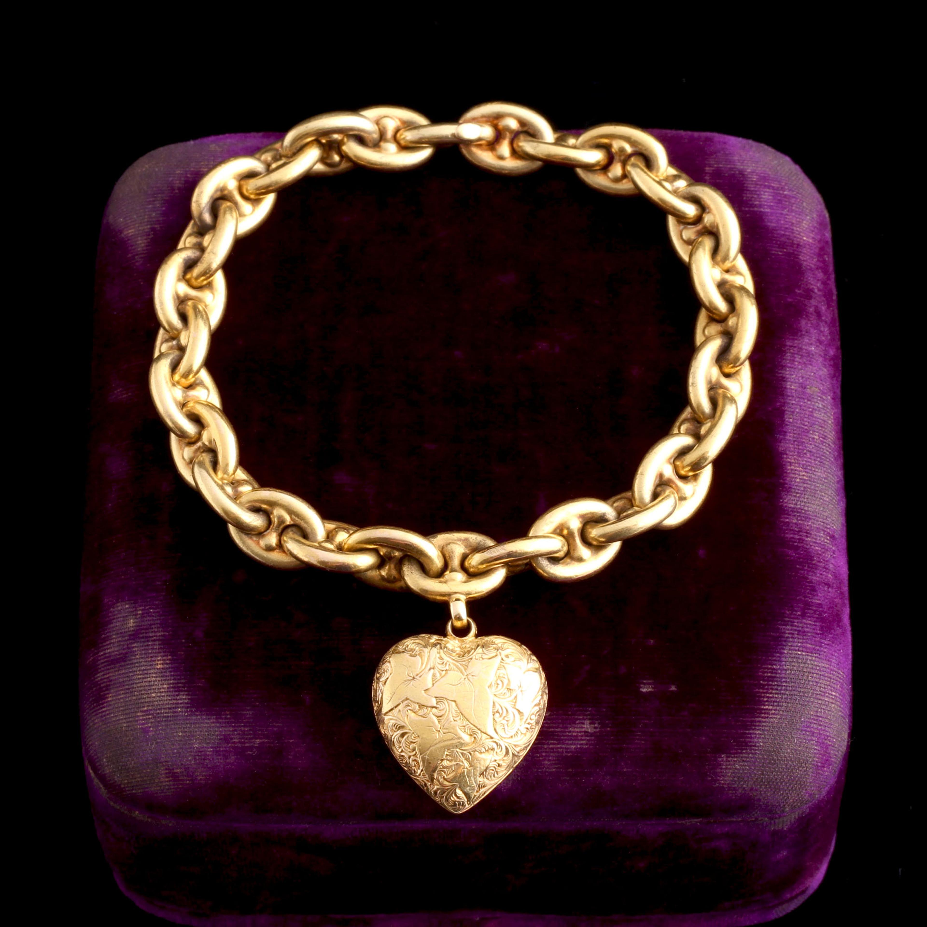 Victorian Heart Locket Mariner Chain Bracelet